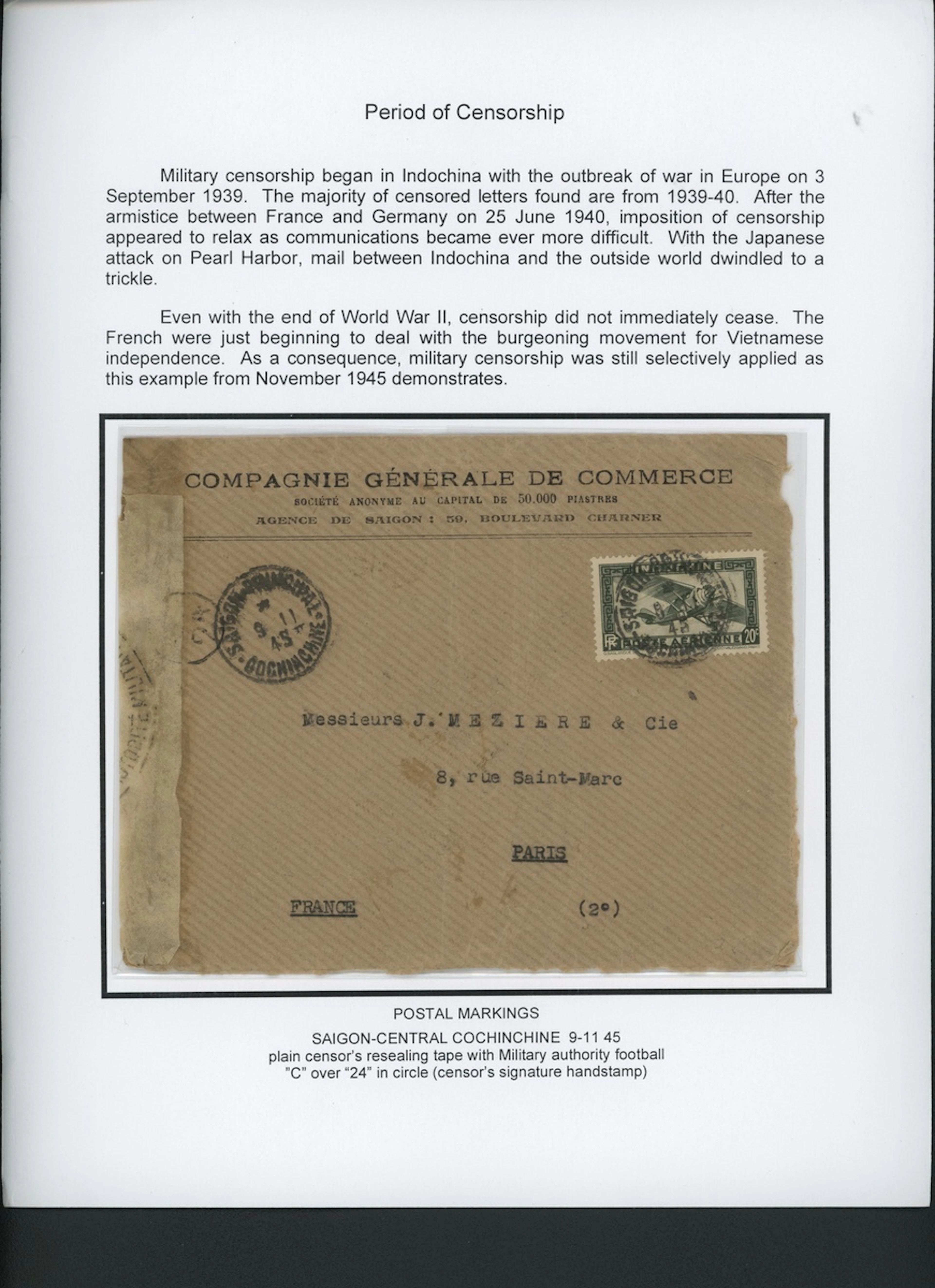 Indo-China French Indo-Chinese Post Office Military Mail