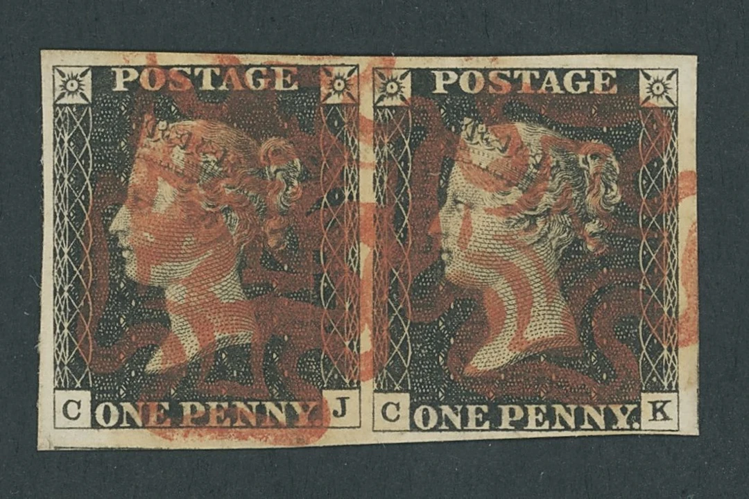 Great Britain 1840 One Penny Black Plate 3 CJ-CK horizontal pair