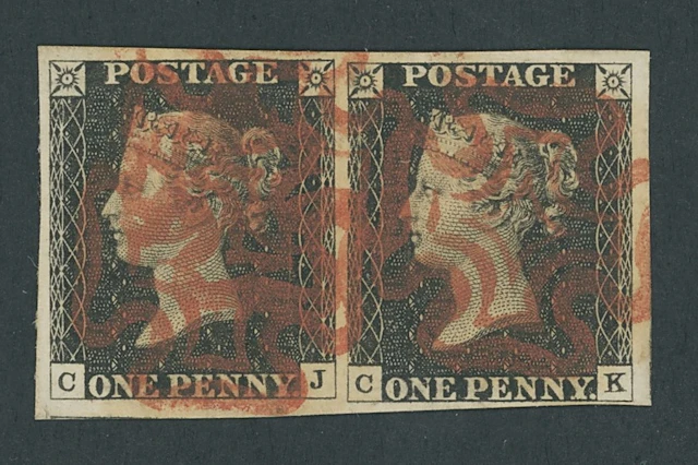 Great Britain 1840 One Penny Black Plate 3 CJ-CK horizontal pair