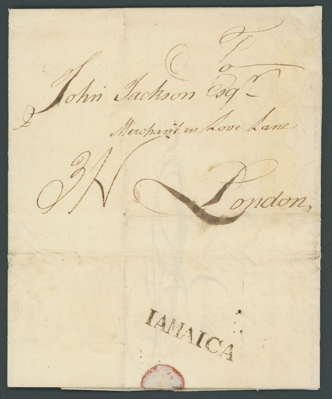 Jamaica The Kingston "jamaica" and "iamaica" Handstamps 1775 (10 Dec.)