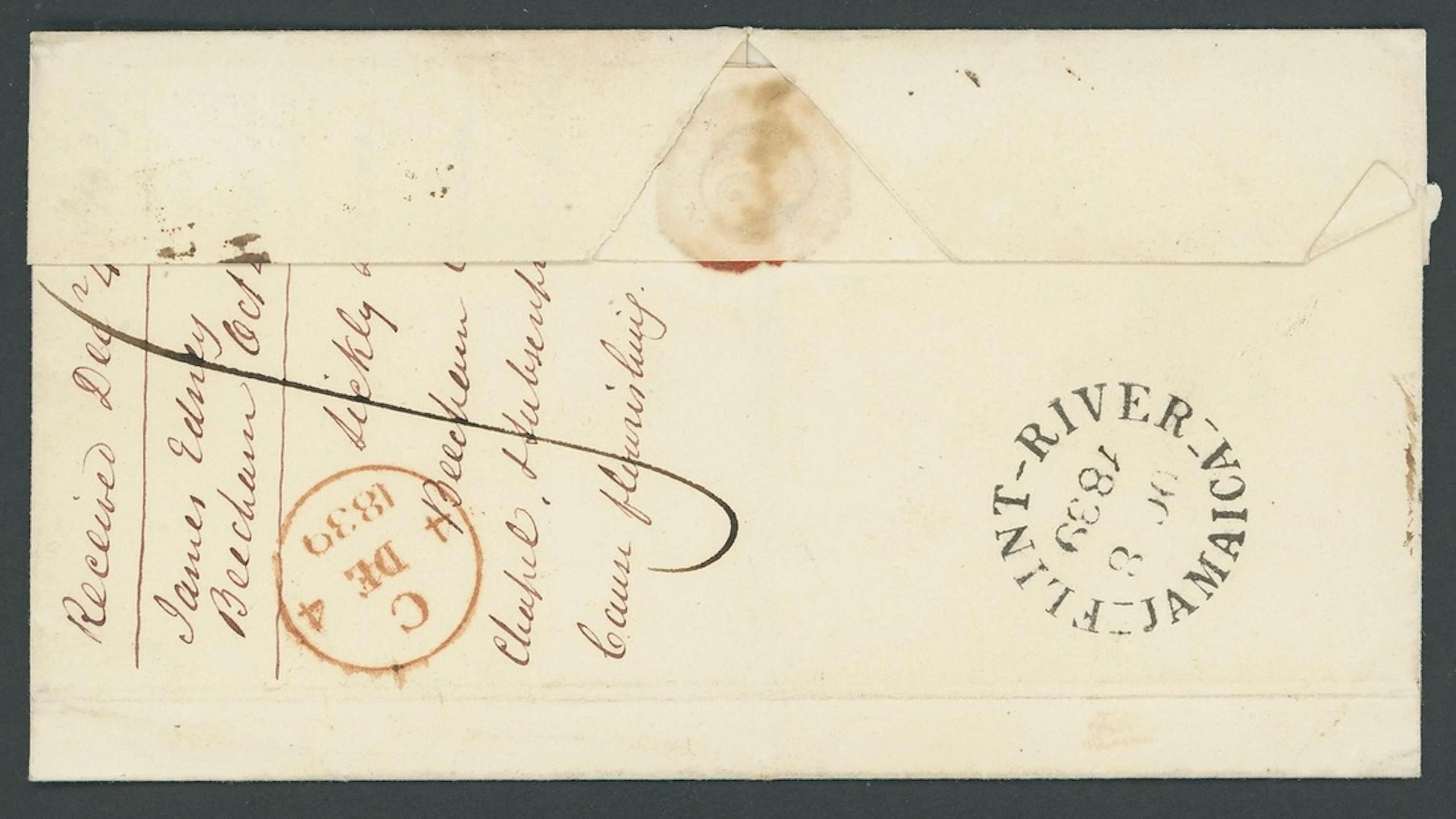 Jamaica Early Post Town Datestamps Type D1 with Jamaica at foot 1839