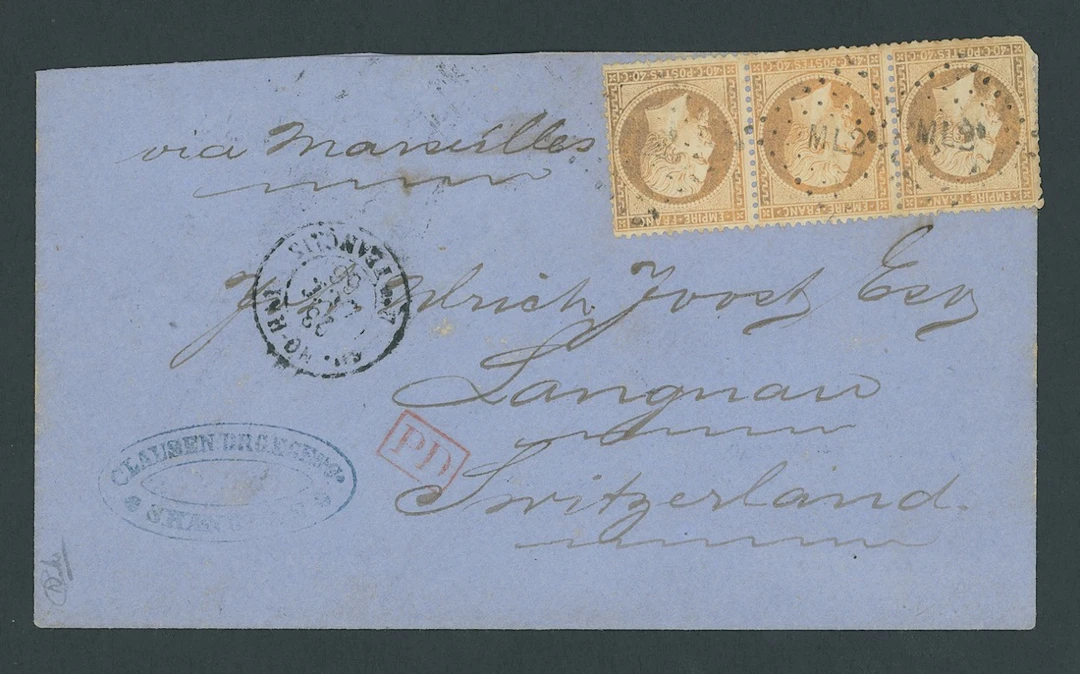 Foreign Post Offices French Post Office Shanghai 1866 (23 Dec.) blue