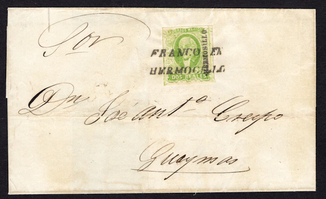 1856 "Hidalgos" Hermosillo, Mazatlán. Group of two covers, each with