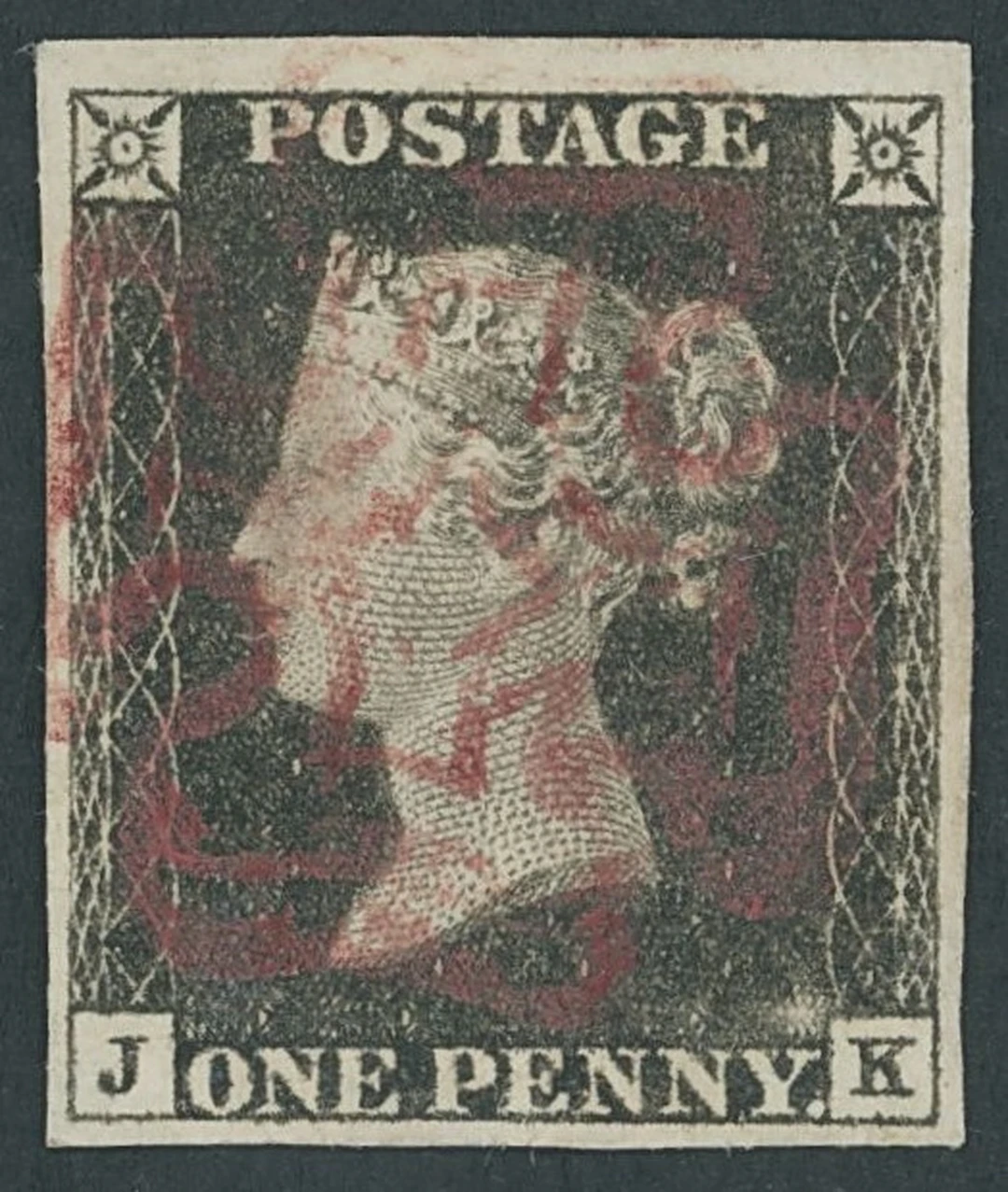 Great Britain 1840 One Penny Black Plate 1a JK, good to large margins