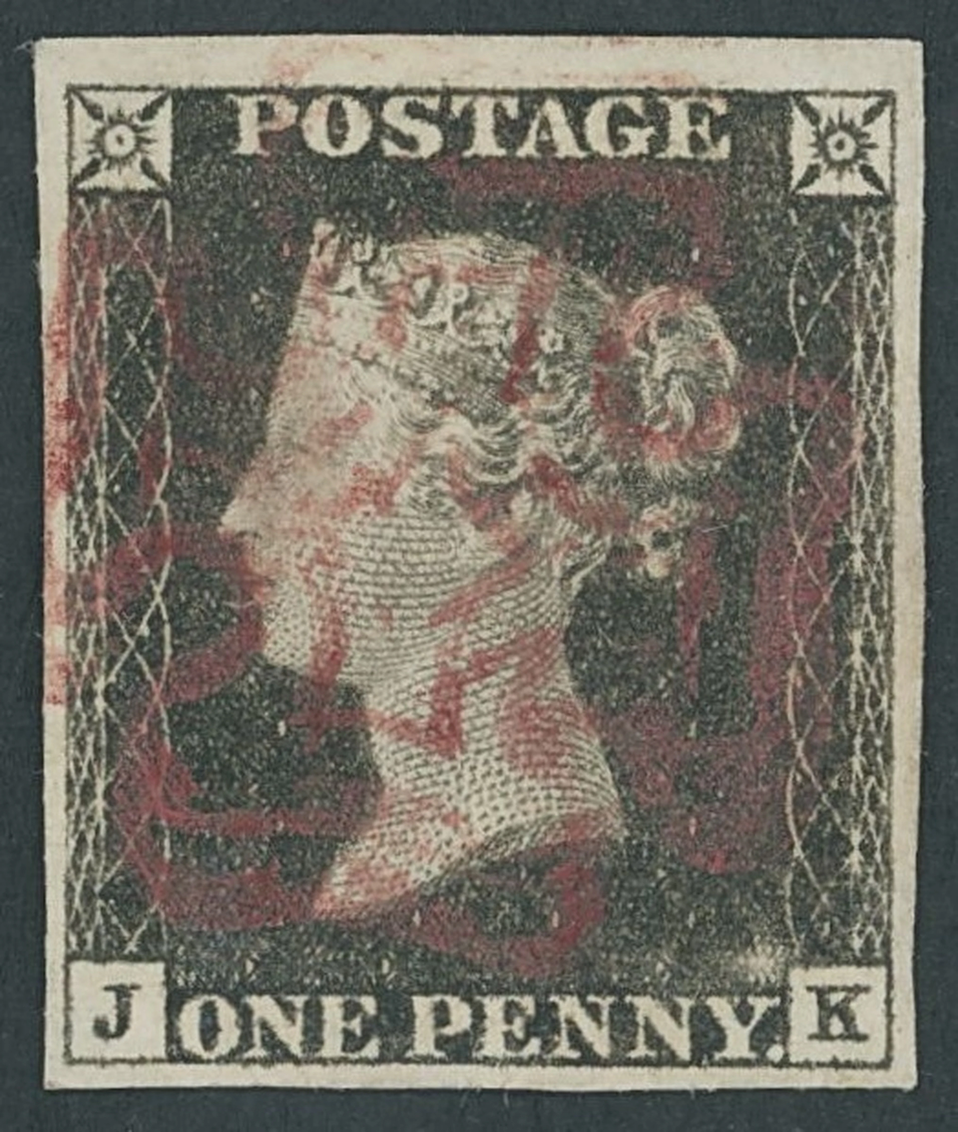 Great Britain 1840 One Penny Black Plate 1a JK, good to large margins