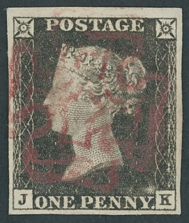 Great Britain 1840 One Penny Black Plate 1a JK, good to large margins