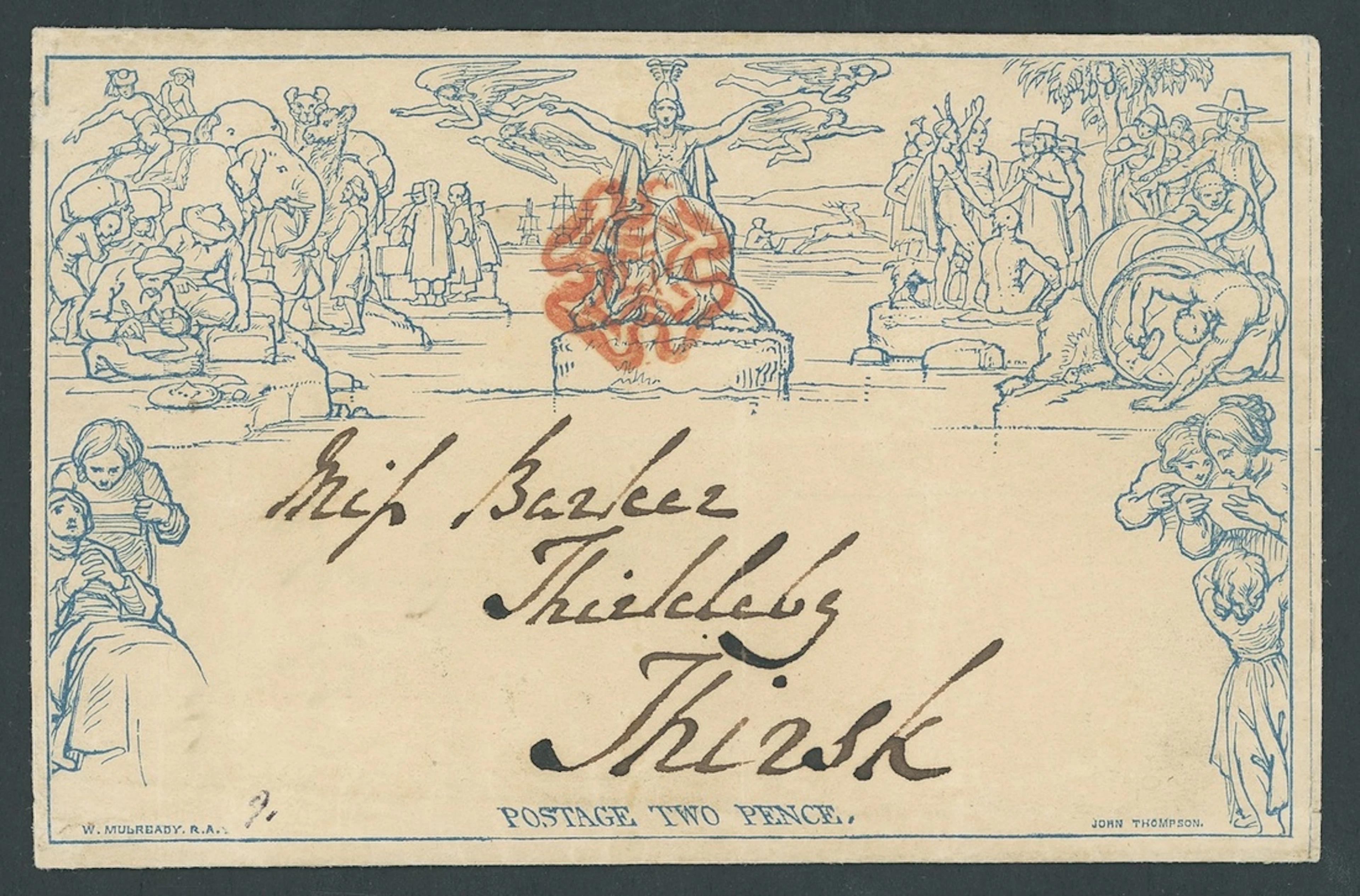 Great Britain 1840 Mulready Two Pence Lettersheet a94; 1840 (9 Aug.)