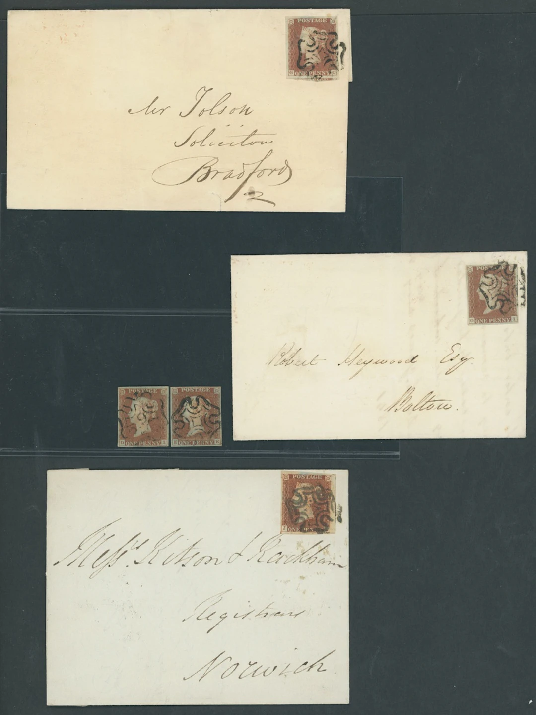 Great Britain 1841-53 One Penny Red-Brown "Black" Plates Plate 8: