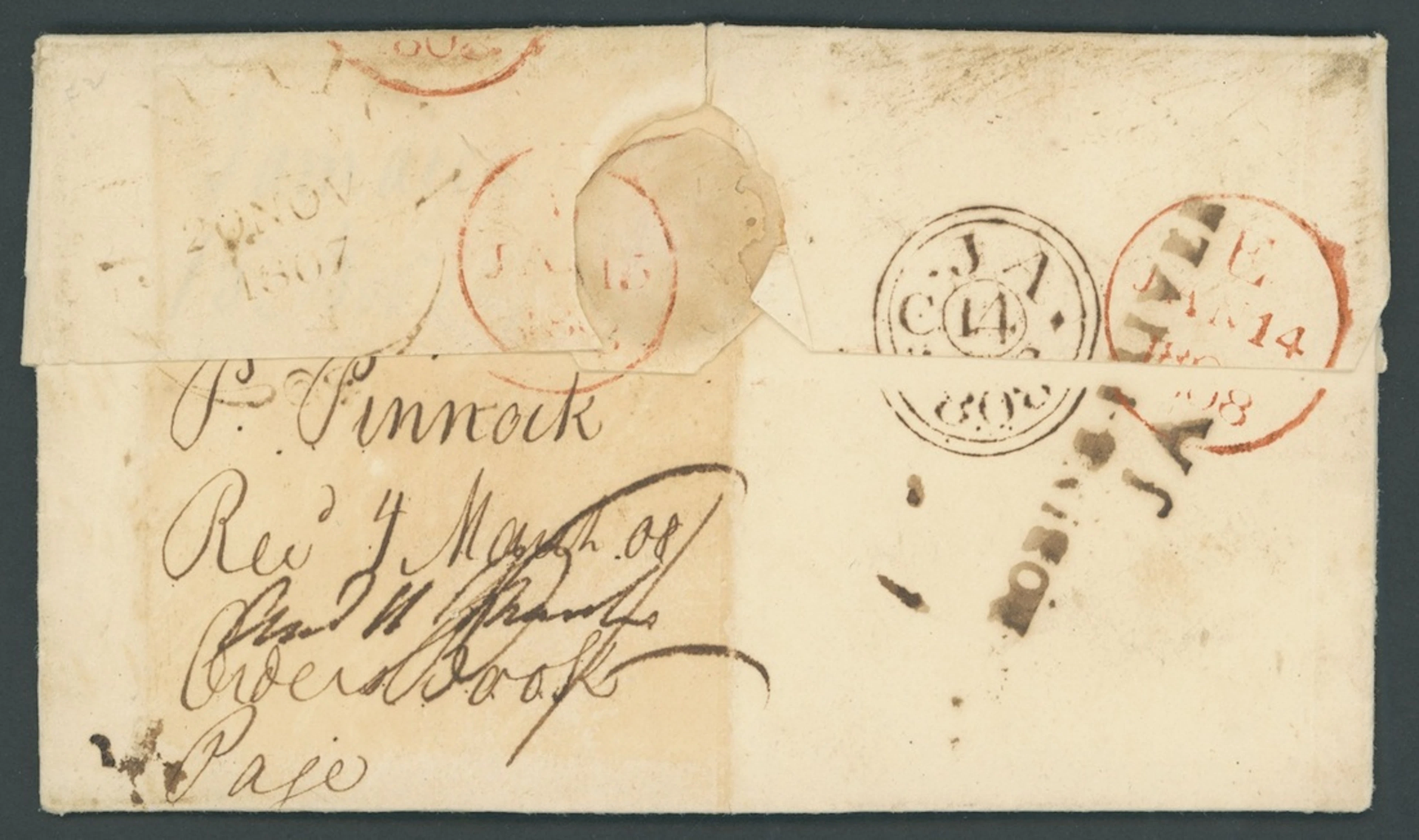 Jamaica The Post Town Straight-Line Handstamps 1807 (15 Nov.) entire