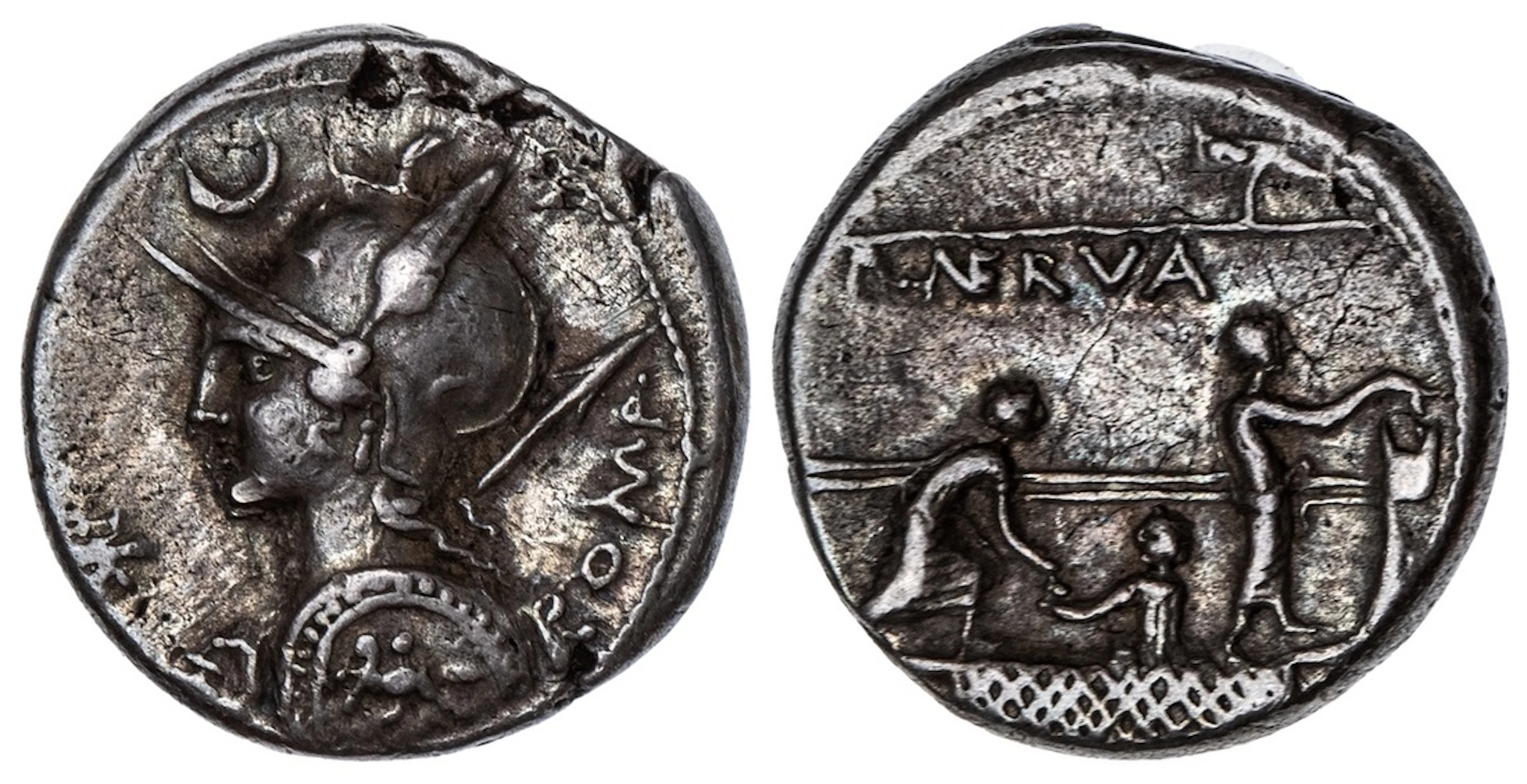 Roman Republic, P. Licinius Nerva, AR Denarius, struck 113-112 BC