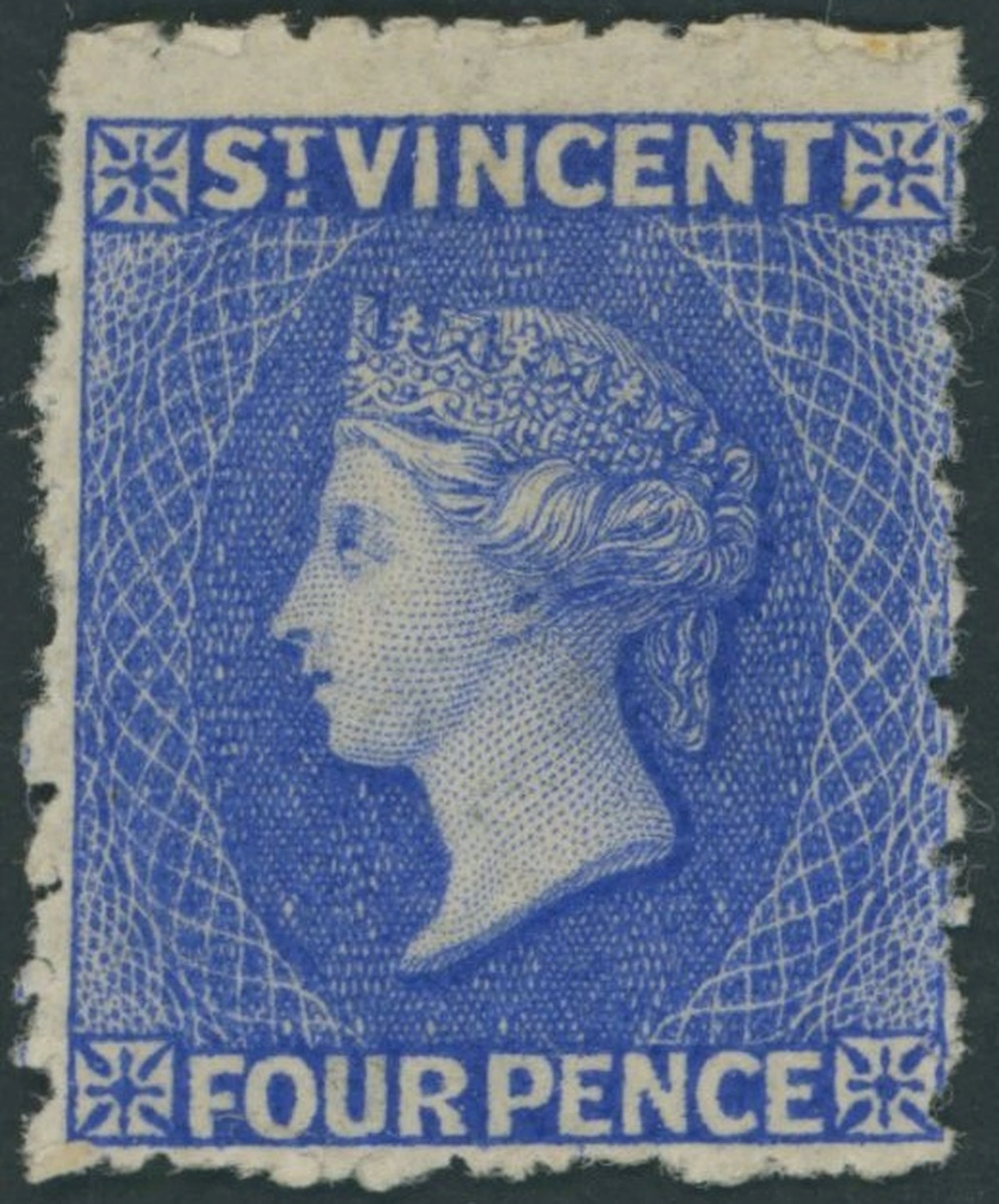 St. Vincent 1881 (Dec.) perf 11 to 12½ 4d. bright blue, unused with