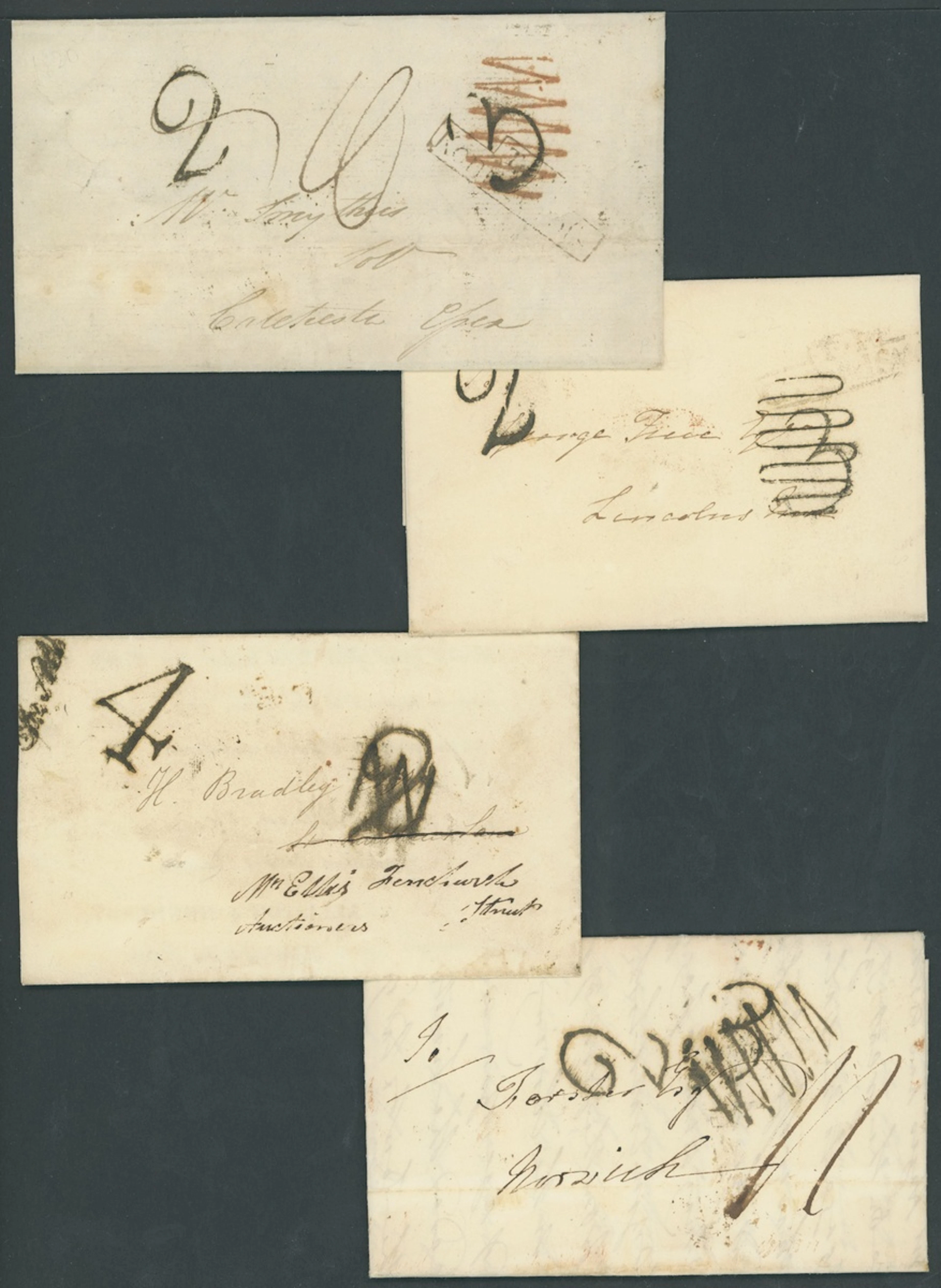 Great Britain Postal History 1823-37, selection of twelve entires/entire