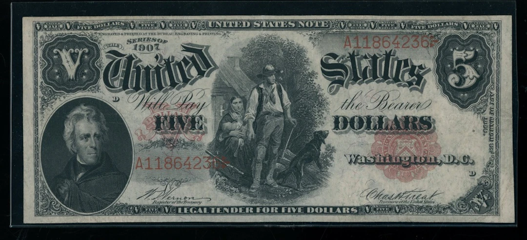 United States, Legal Tender Note, $5, series of 1907, serial number