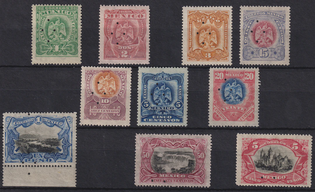 1884-1913 Post-Classic Period 1899, "Aguilitas", 1c. to 5p. complete