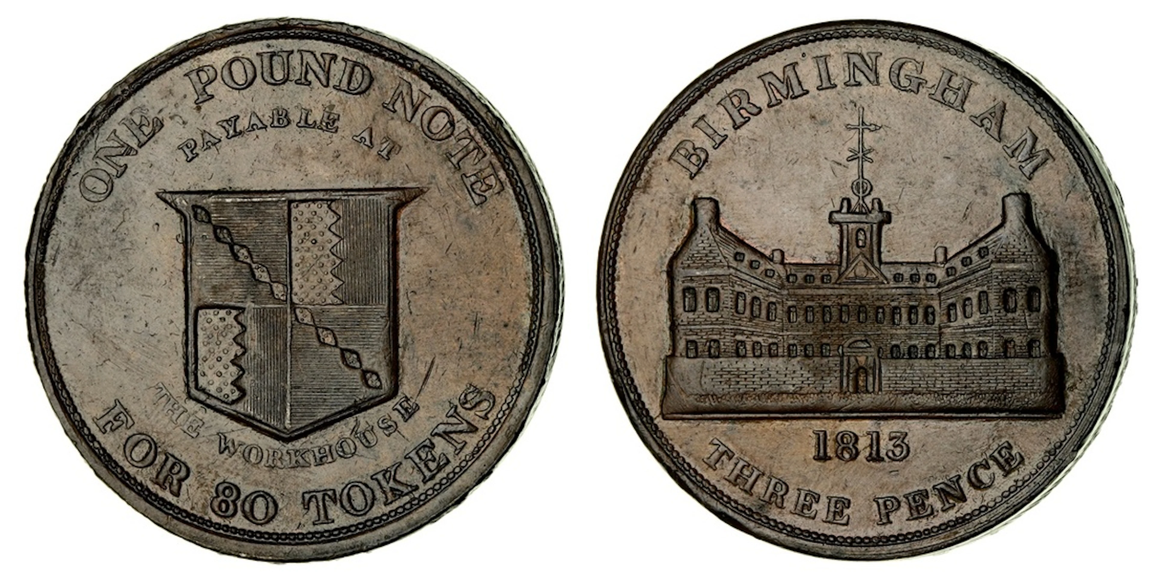 PCGS AU58 BN | *Top Pop* | WARWICKSHIRE, Birmingham Workhouse, Davis'