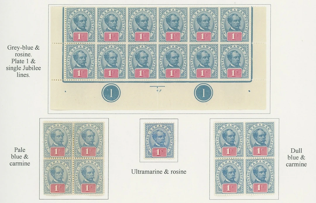 Sarawak 1899-1908 "postage postage" Issue Issued Stamps 1c. (46, shades)
