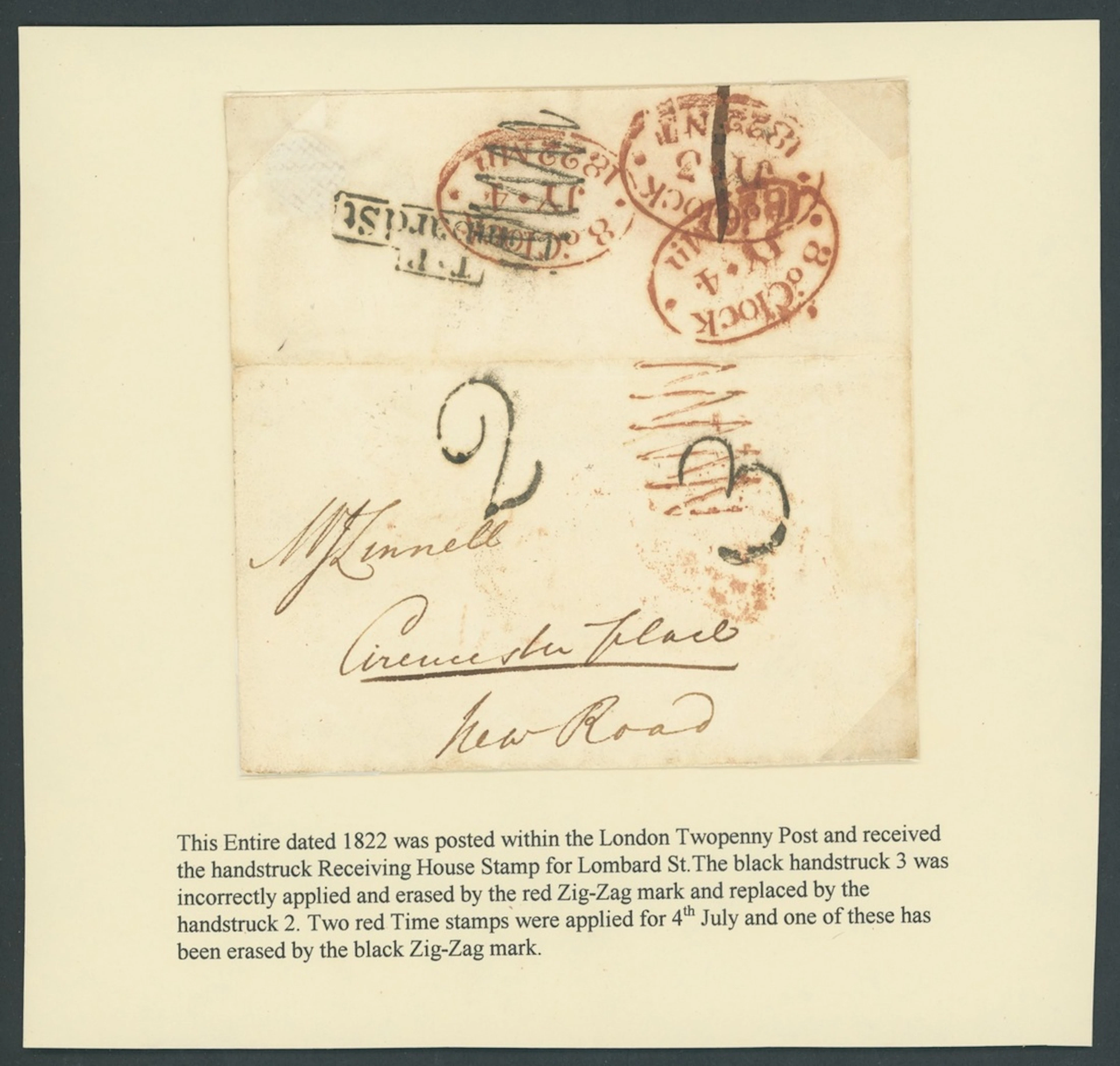 Great Britain Postal History 1822 (July 3), large part entire letter