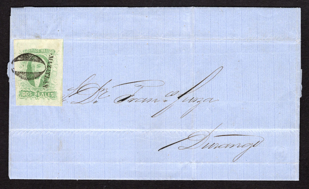 1856 "Hidalgos" Mazatlán. 2r. Emerald, very large margins all around