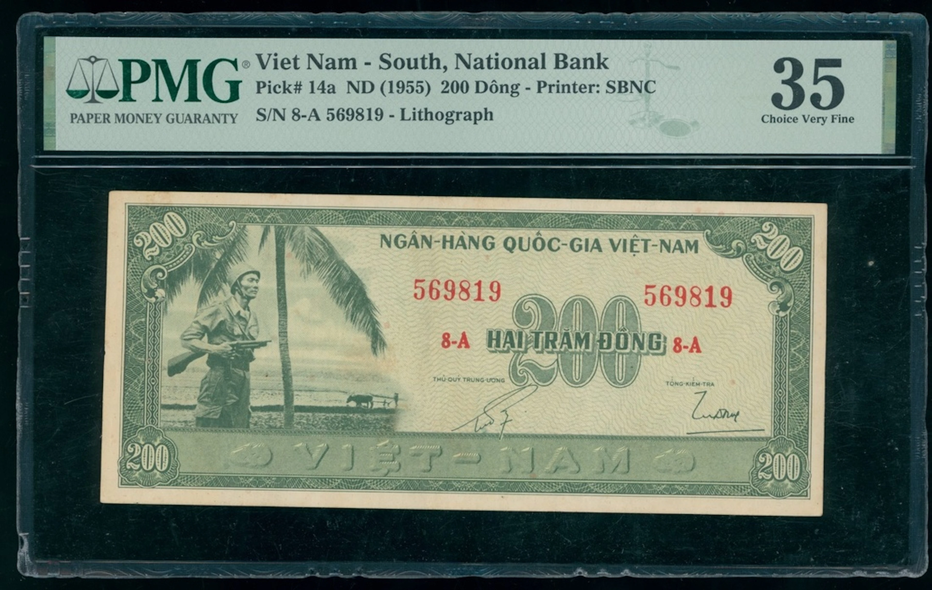 National Bank of Vietnam, 200 dong, ND (1955), serial number 8-A 569819