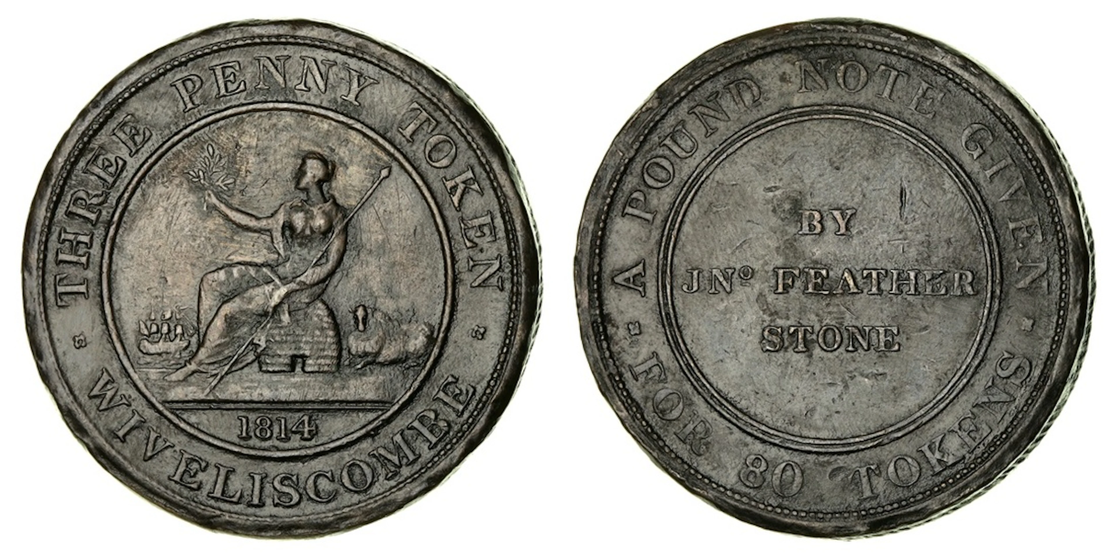 PCGS XF | SOMERSET, Wiveliscombe, John Featherstone, Threepence, 1814