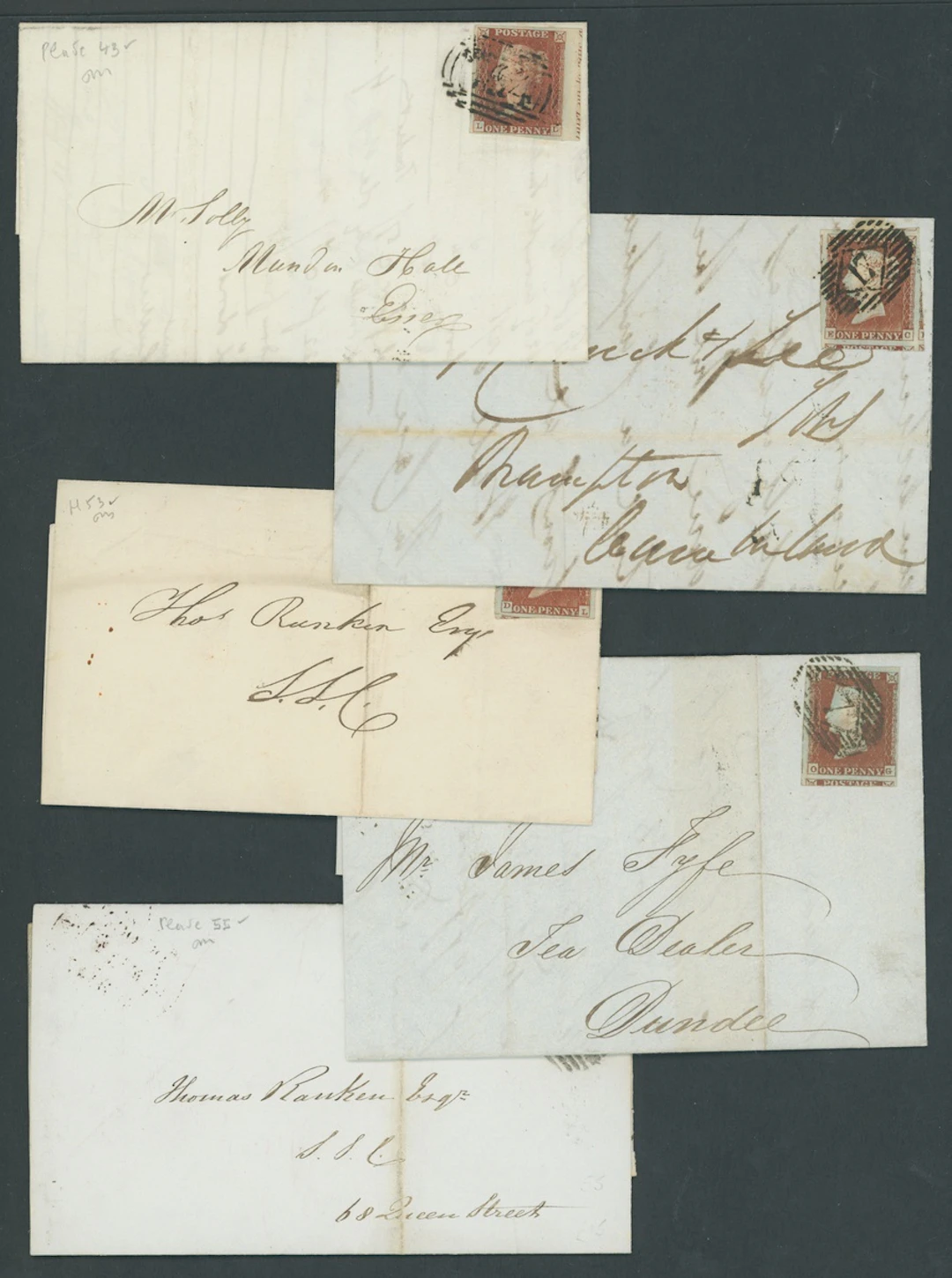 Great Britain 1841-53 One Penny Red-Brown Mixed Plates A plated group