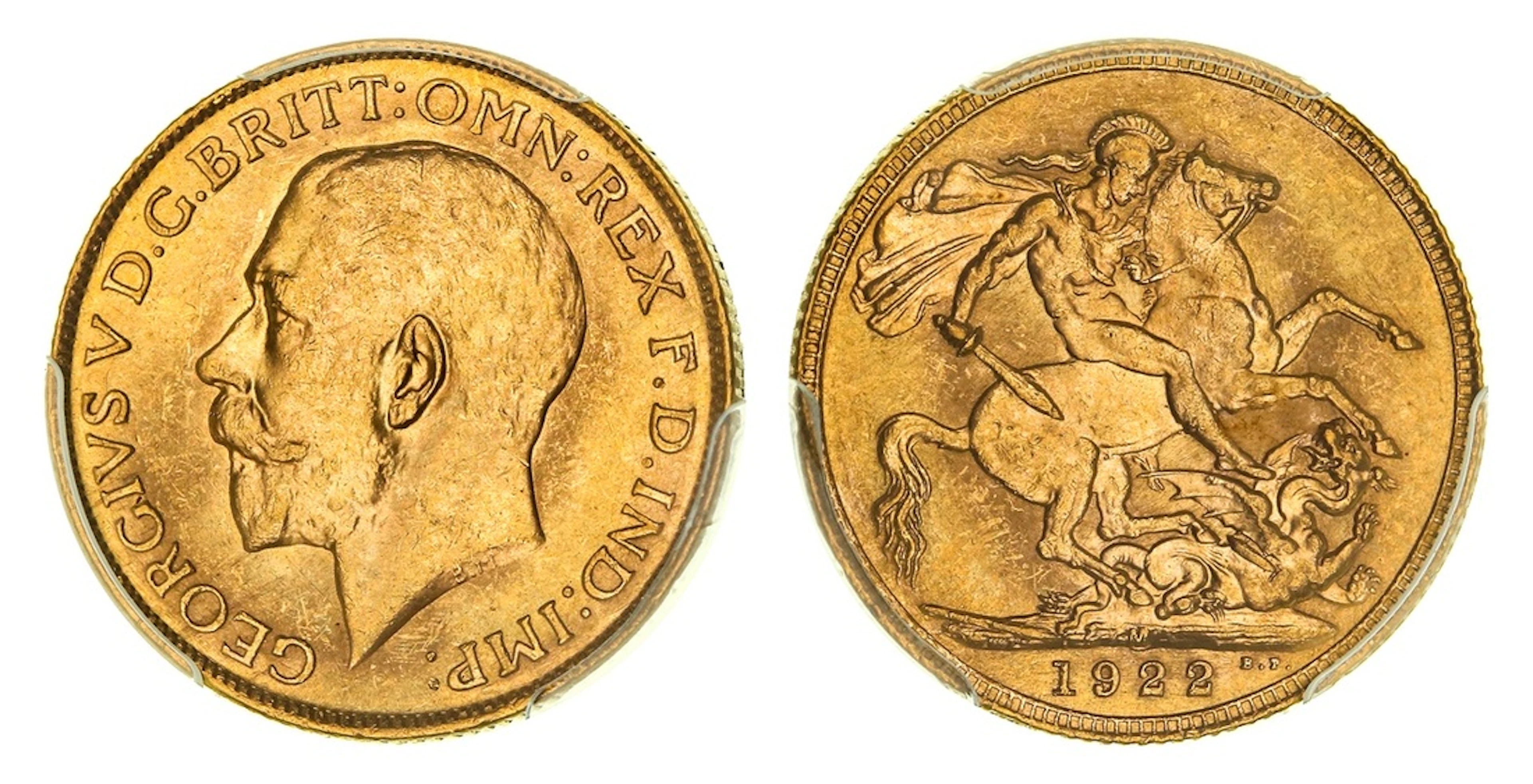 PCGS MS64 | Australia, George V (1910-1936), Sovereign, 1922-M, Melbourne