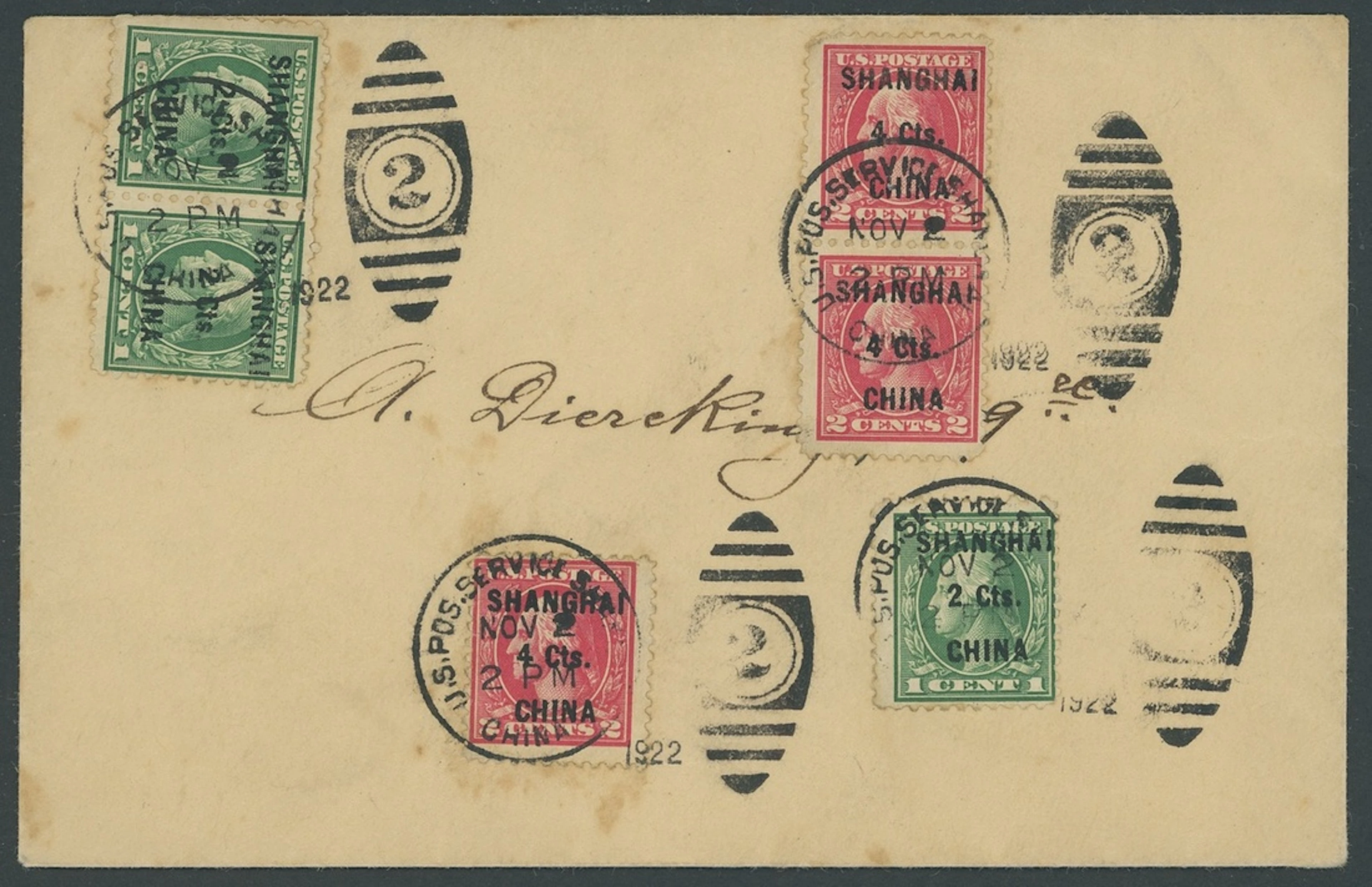 Foreign Post Offices United States Post Office Shanghai 1922 (2 Nov.)