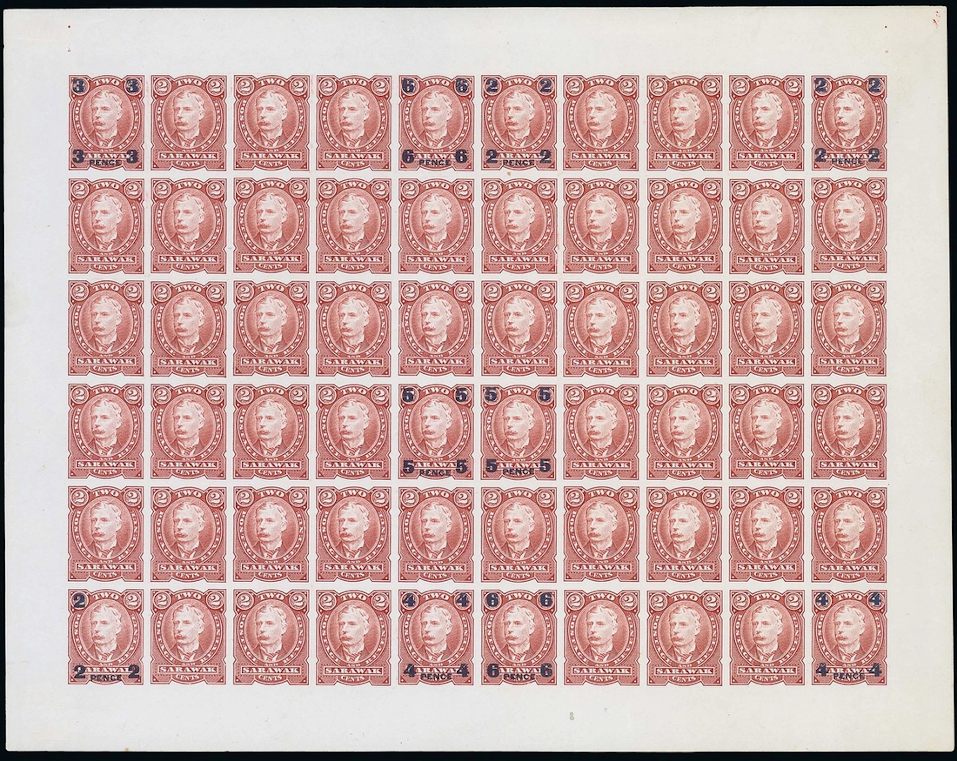 Sarawak 1895 Perkins Bacon Issue 2c. Colour Trials for 1896-97 British