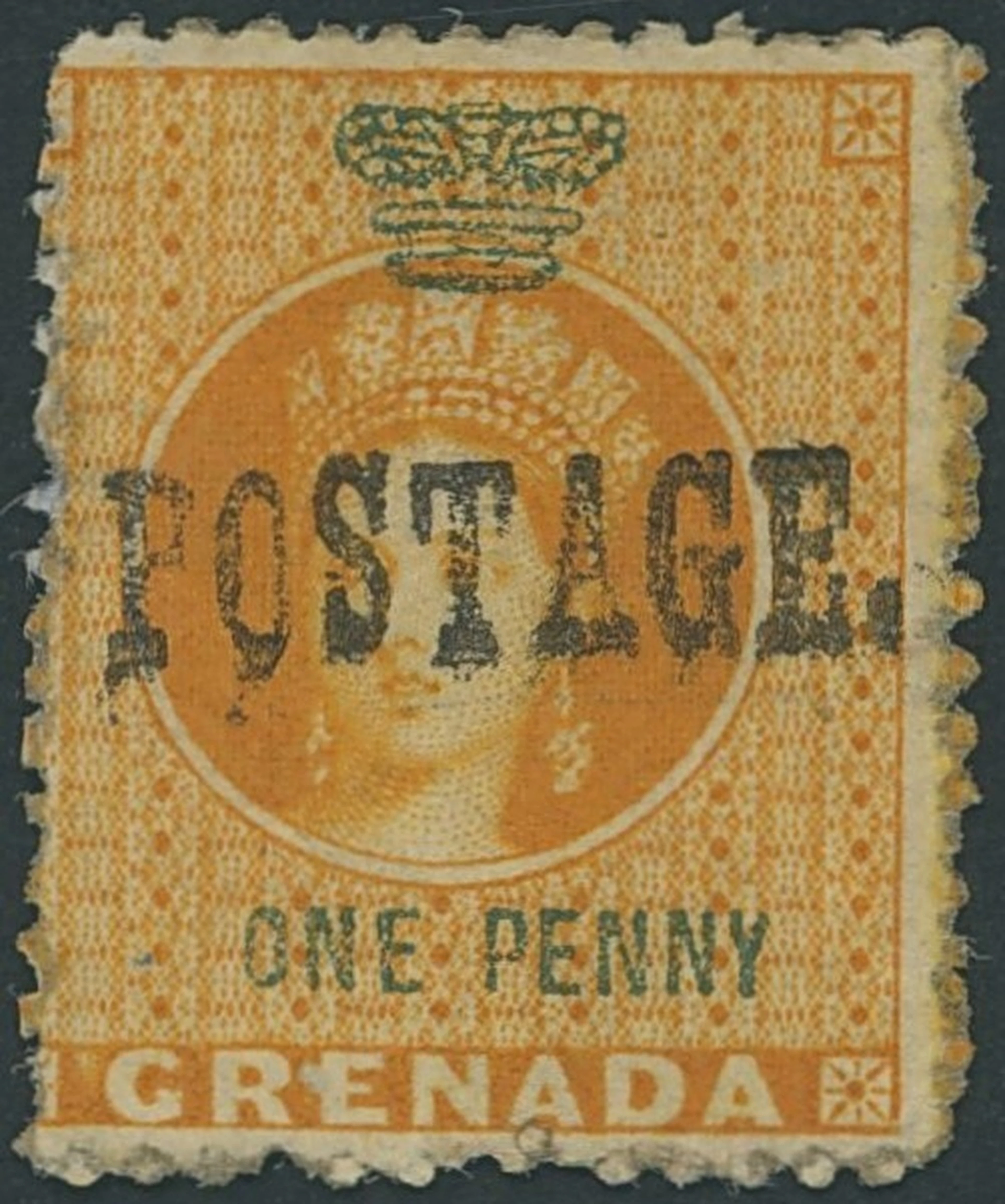 Grenada Issued Stamps 1883 (Jan.) large "postage" overprinted horizontally