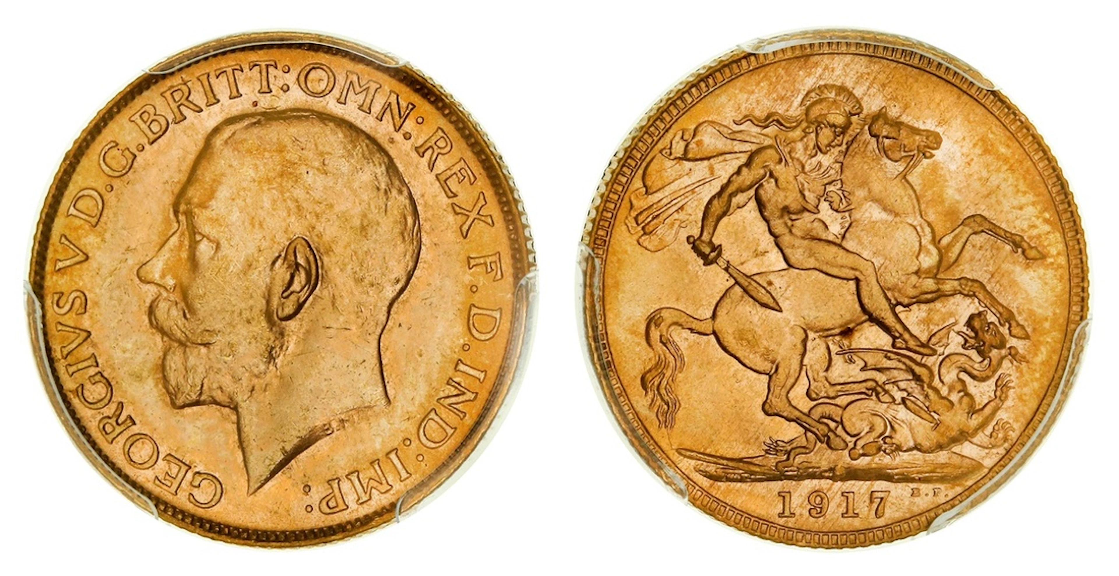 PCGS MS64 | Australia, George V (1910-1936), Sovereign, 1917-P, Perth