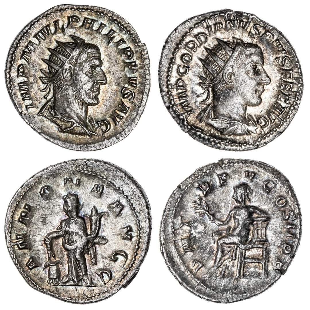 Roman Empire, a Pair of Antoniniani (2): i) Gordian III (AD 238-244)