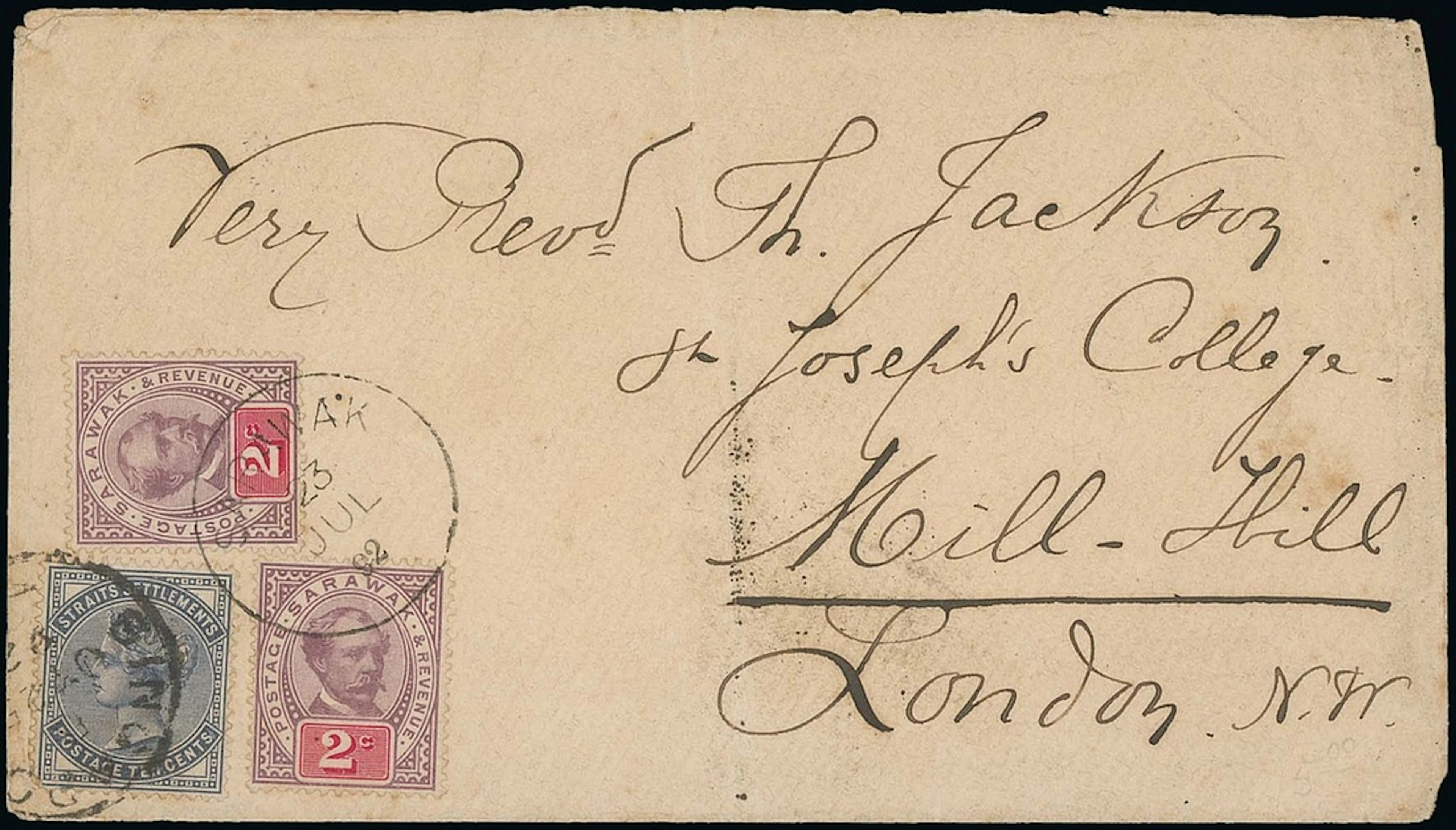 Sarawak 1888-97 "postage & revenue" Issue Combination Covers 1892