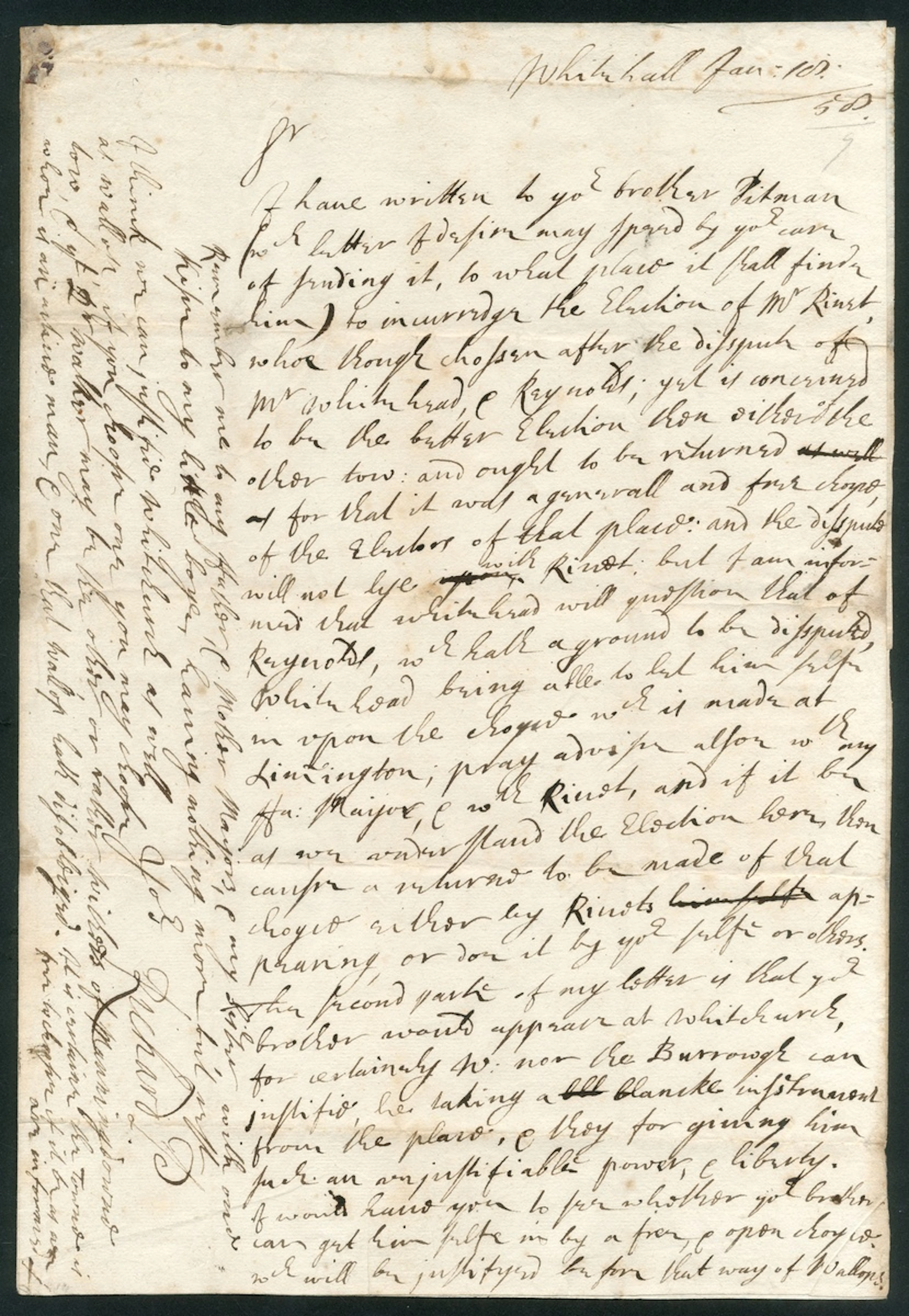 Richard Cromwell as Lord Protector 1658/9 (18 Jan.) autograph letter