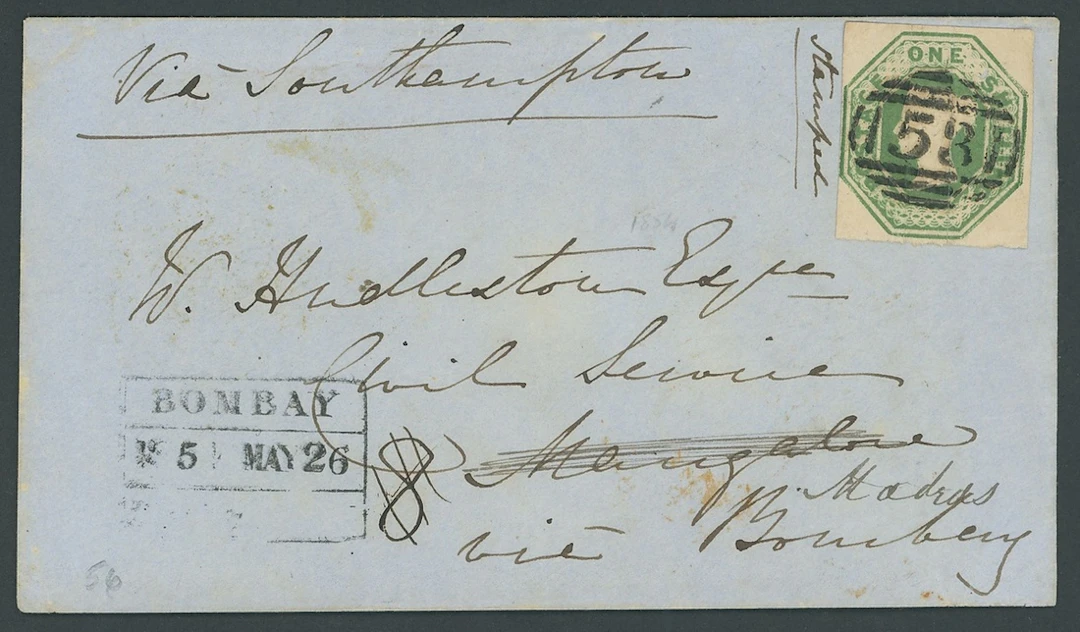 Great Britain Postal History 1854-68, a small group of covers to India