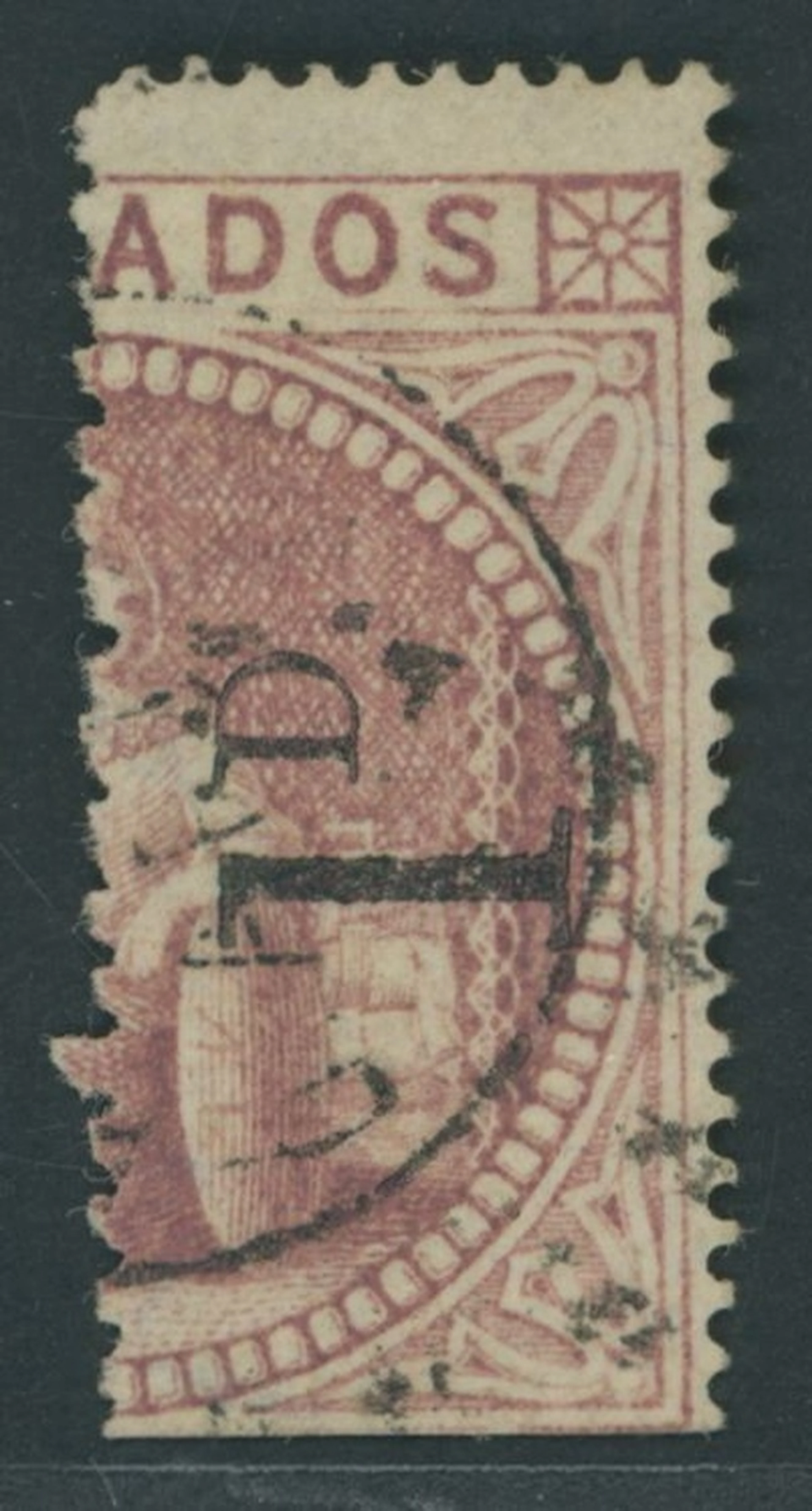 Barbados Britannia Issues 1878 (Mar.) "1d" with straight serif on
