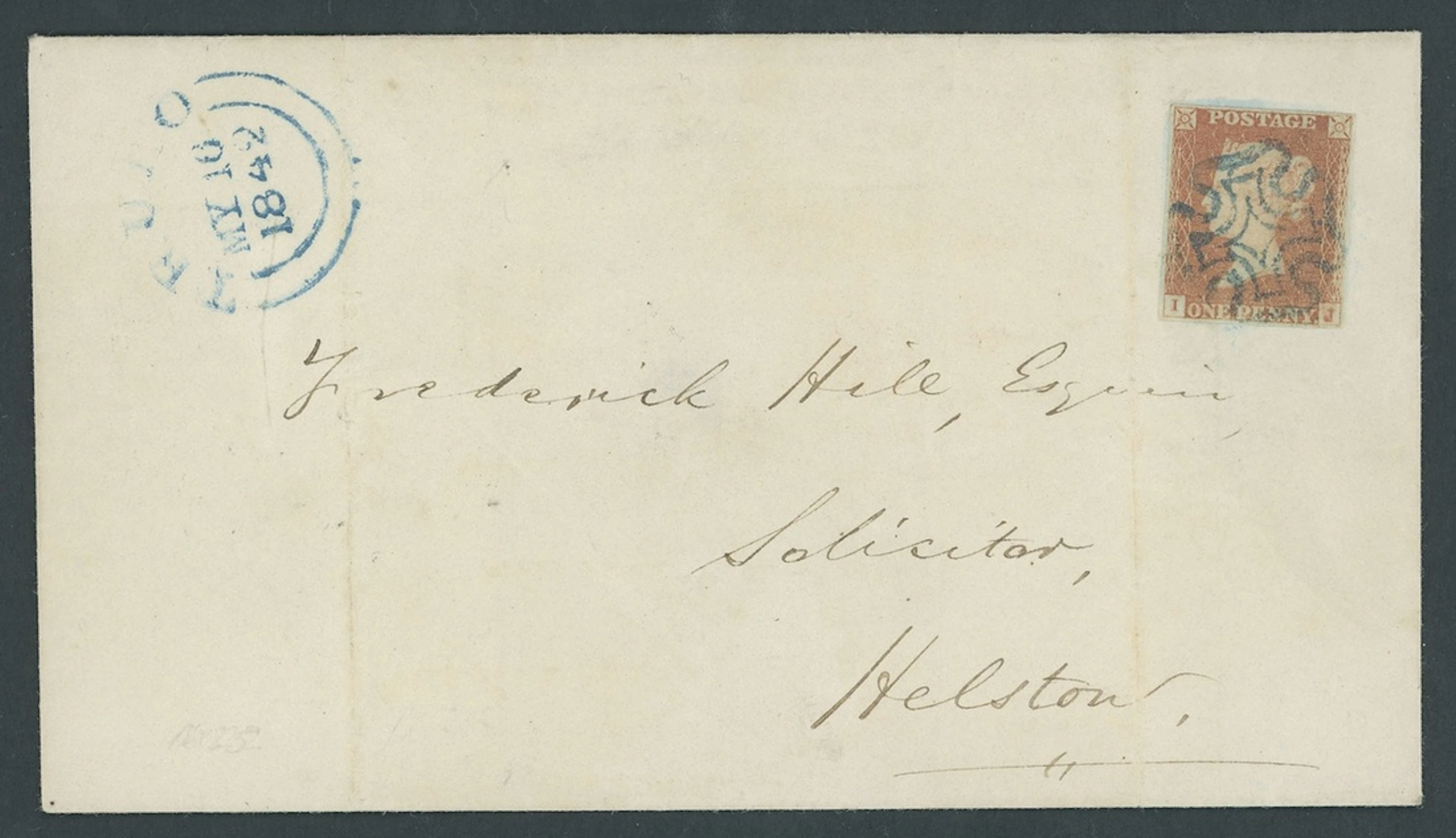 Great Britain 1841-53 One Penny Red-Brown Plate 25: IJ, double letter