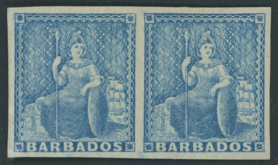 Barbados Britannia Issues 1861-70 no watermark, rough perf 14 to 16