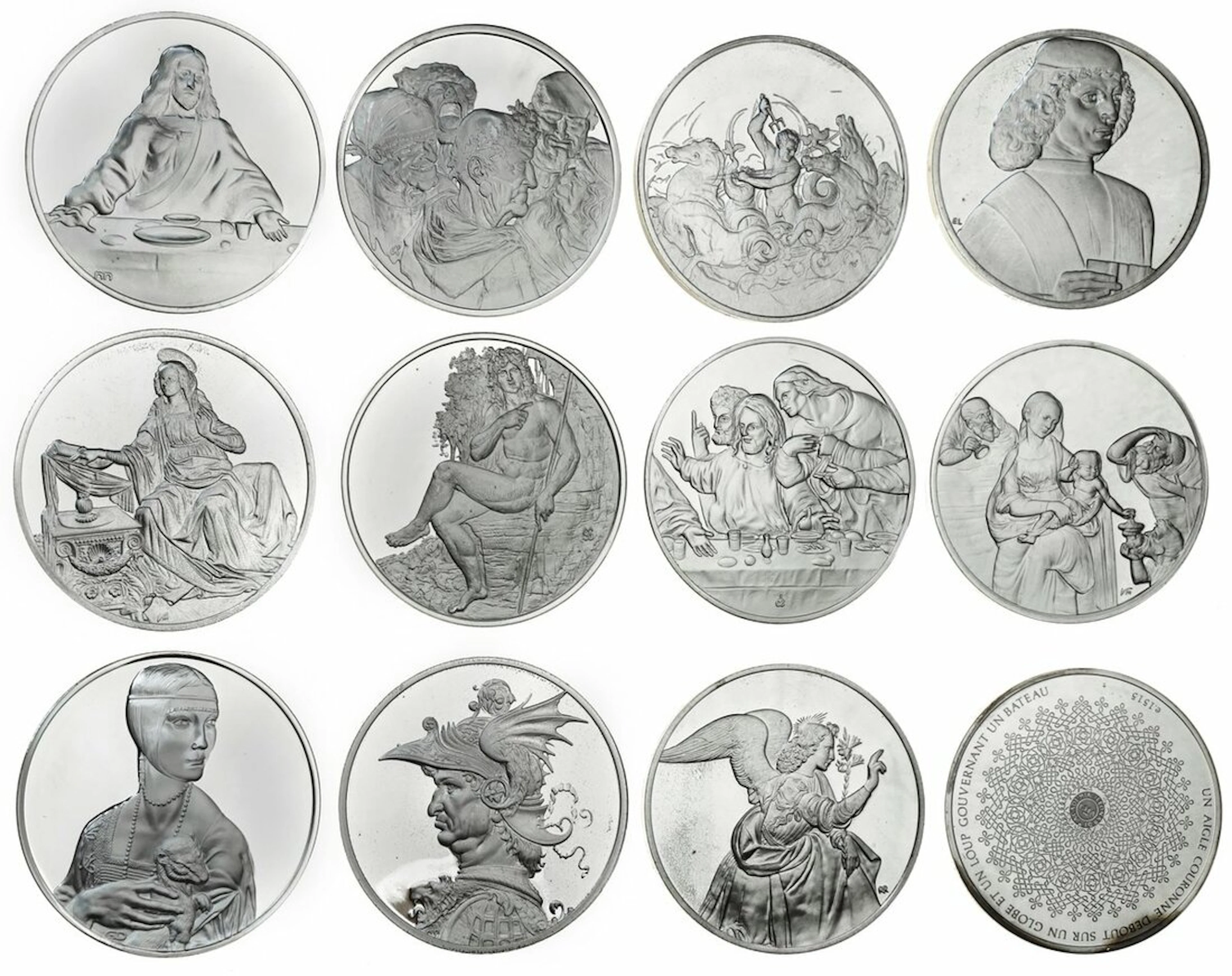 Italy, Republic, Leonardo Da Vinci Academy, silver Commemorative Medals