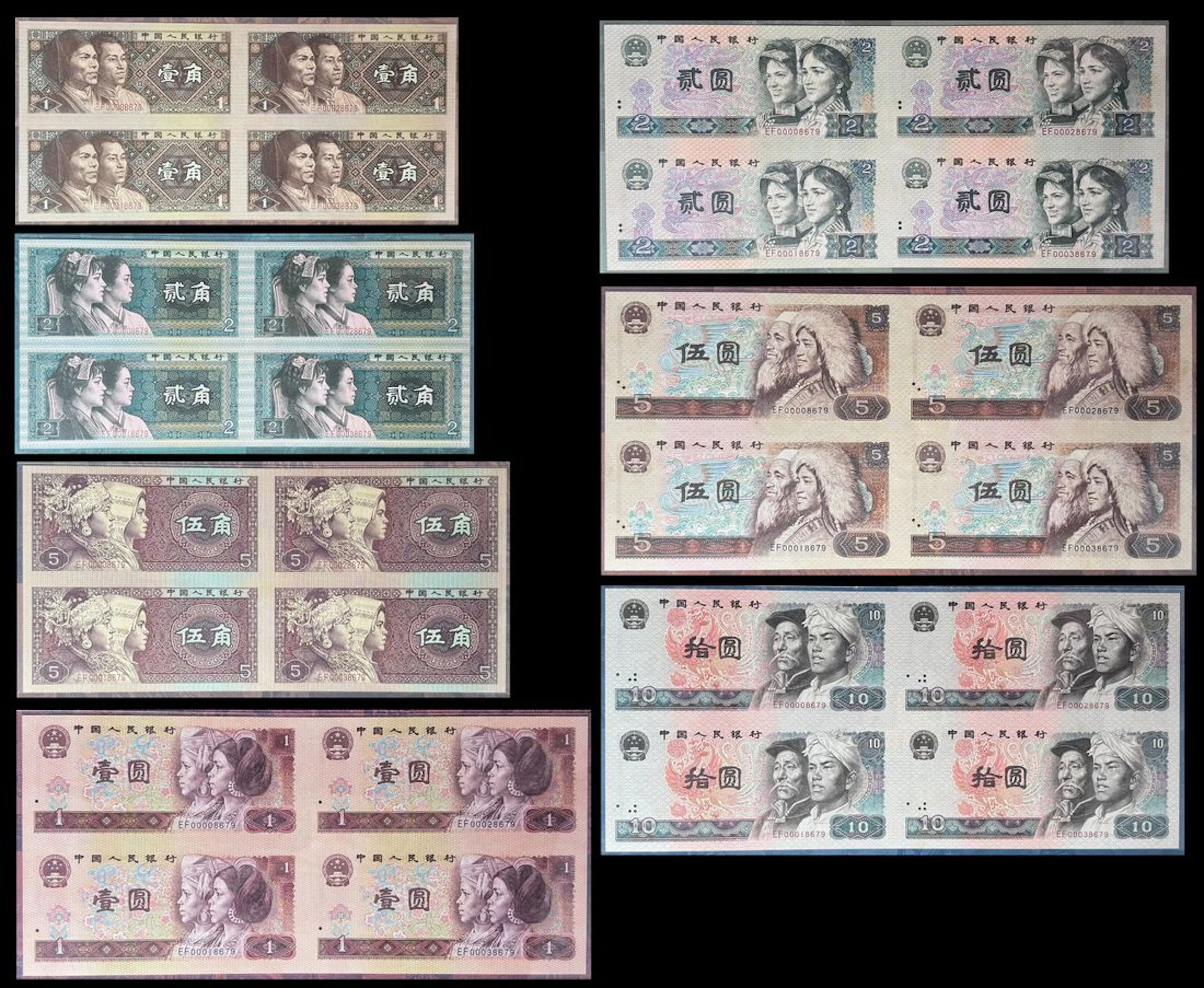 People's Bank of China, 4th Series Renminbi, 1980, a set of uncut
