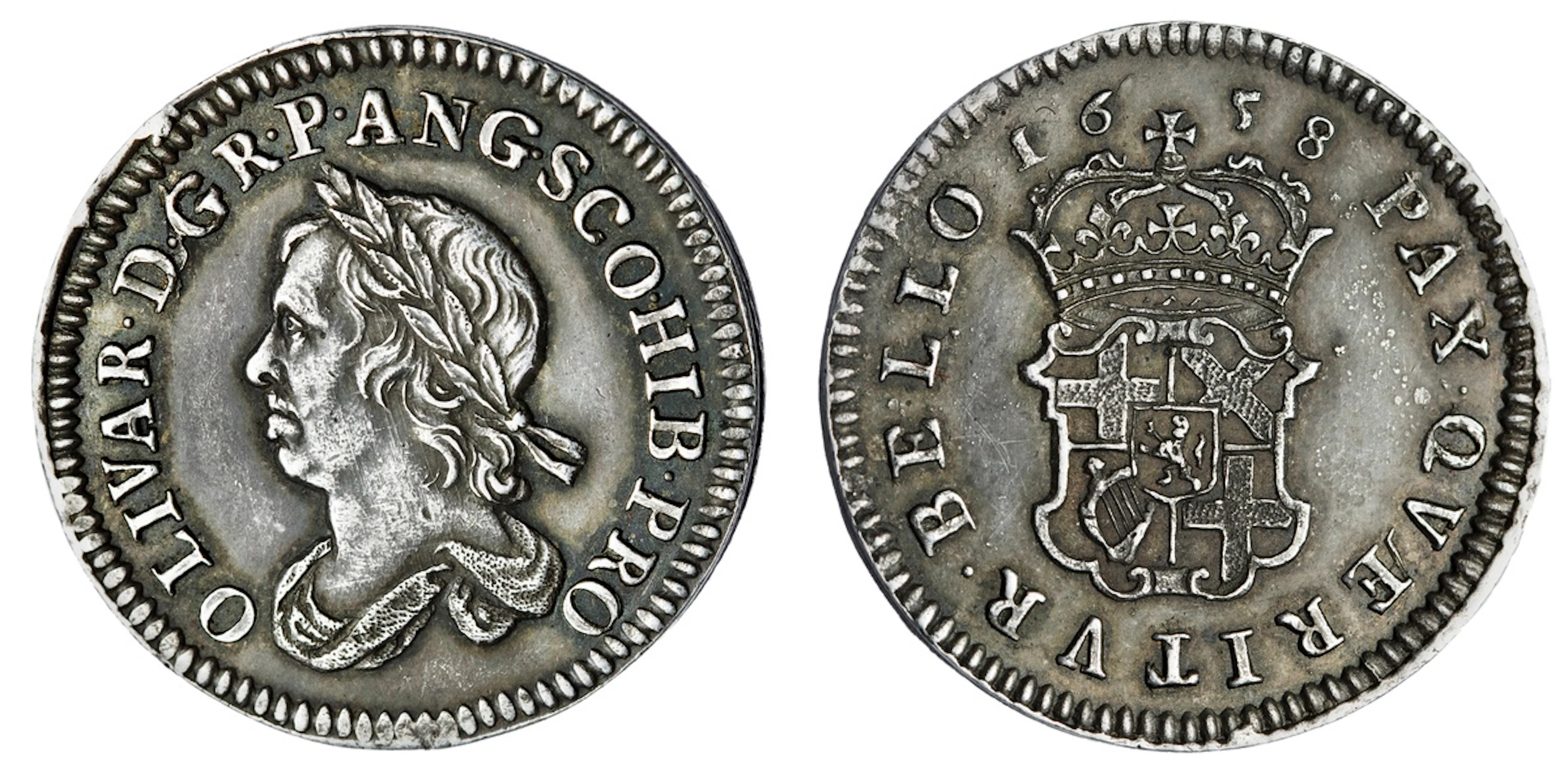 Cromwell, as Lord Protector (1653-1658), "Dutch Copy" Sixpence, 1658