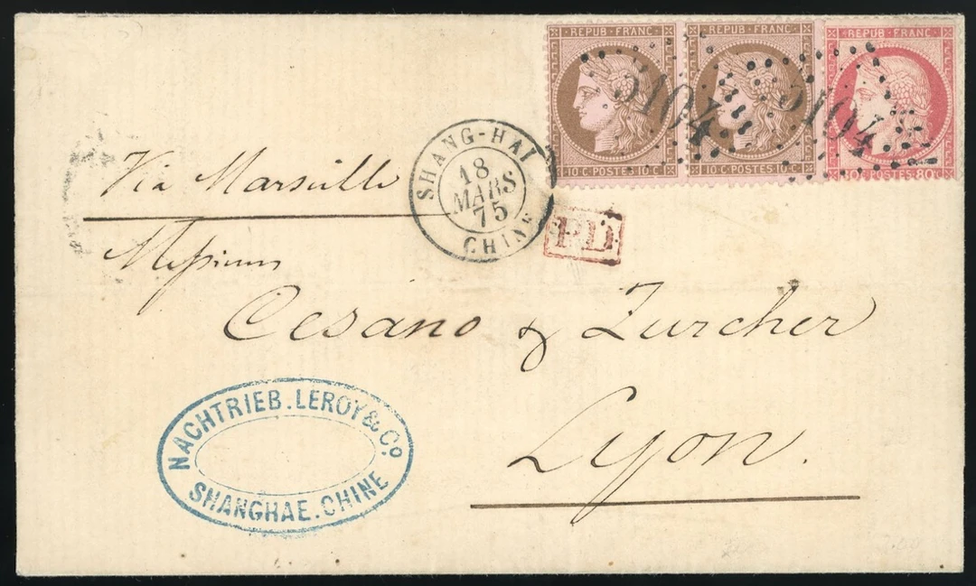 Foreign Post Offices French Post Office Shanghai 1875 (18 Mar.) entire