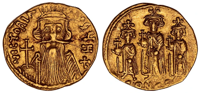 Byzantine Empire, Constans II (641-668), AV Solidus, 7th Officina