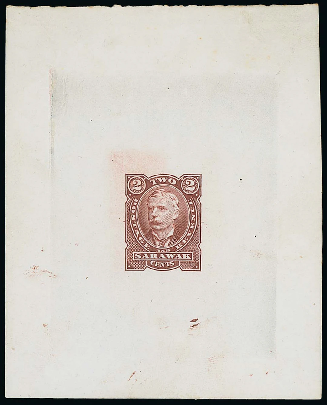 Sarawak 1895 Perkins Bacon Issue Die Proofs 2c. in brown-red die-sunk
