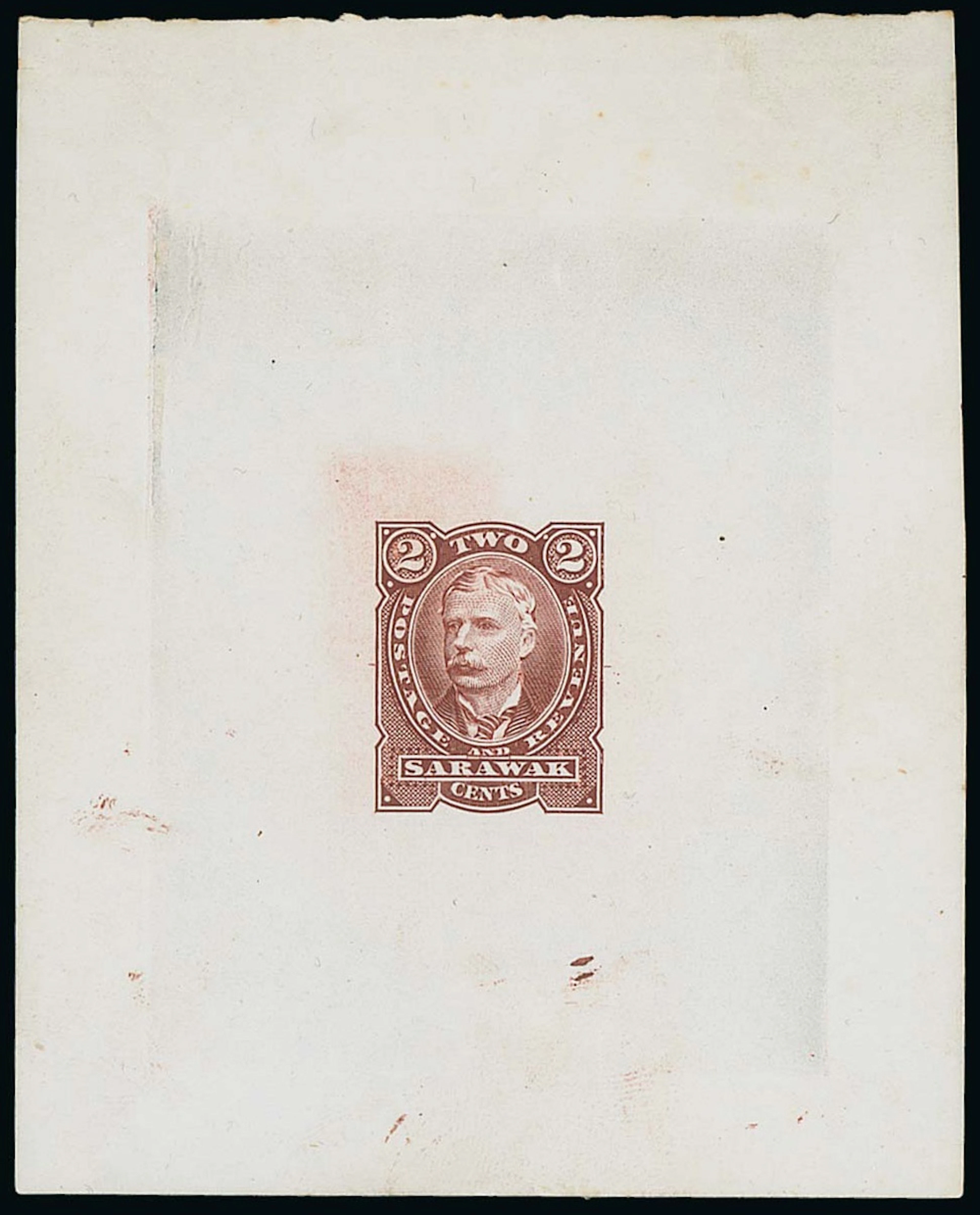 Sarawak 1895 Perkins Bacon Issue Die Proofs 2c. in brown-red die-sunk