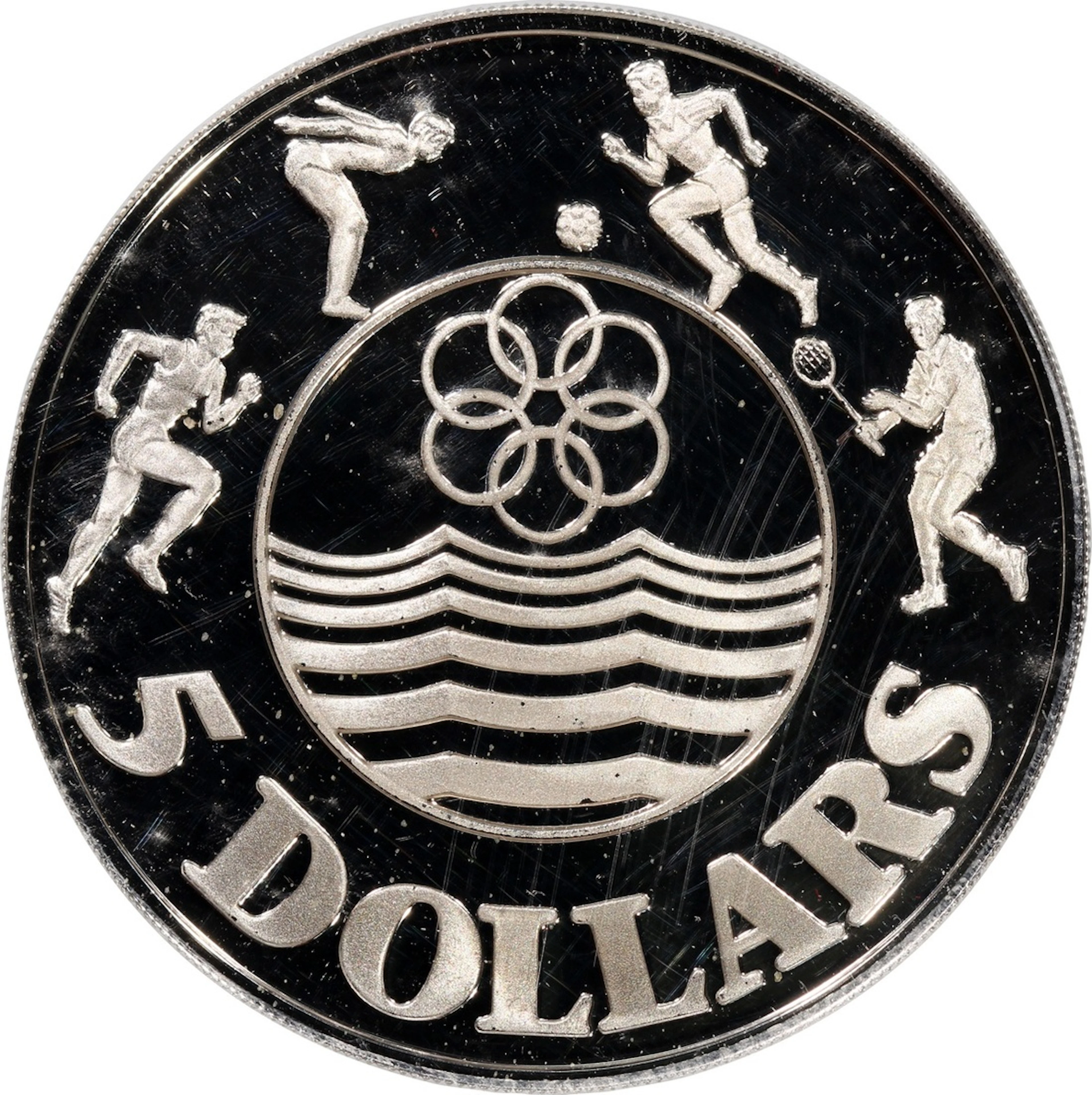 Singapore, silver proof $5, 1983, '12th South East Asia Games'