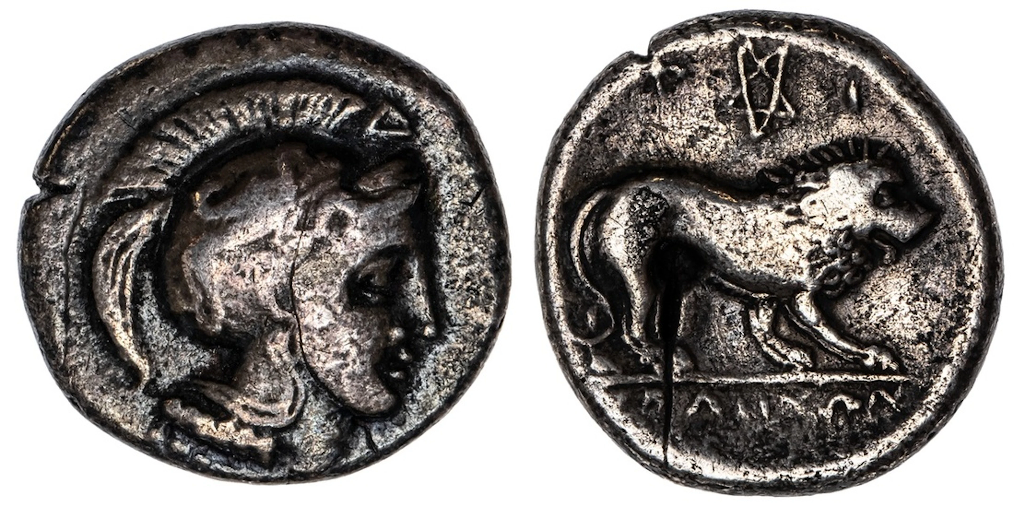 Lucania, Velia, AR Didrachm, struck c. 300-280 BC, head of Athena