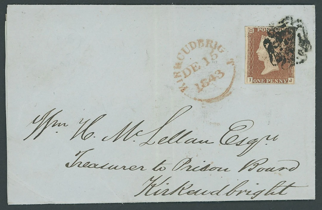 Great Britain 1841-53 One Penny Red-Brown Plate 27: IJ, margins all