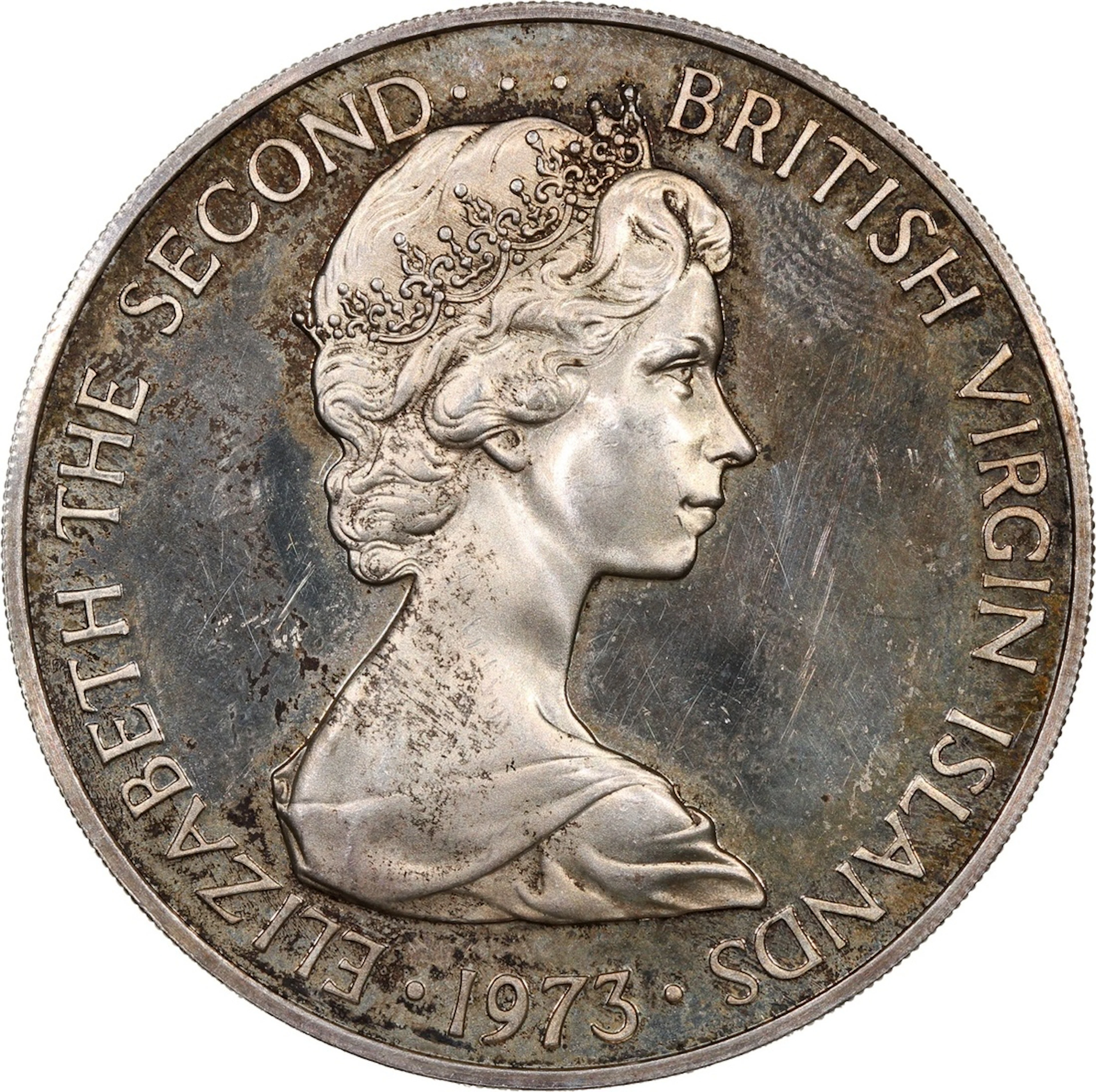 British Virgin Islands, silver proof dollar, 1973FM, Franklin mint