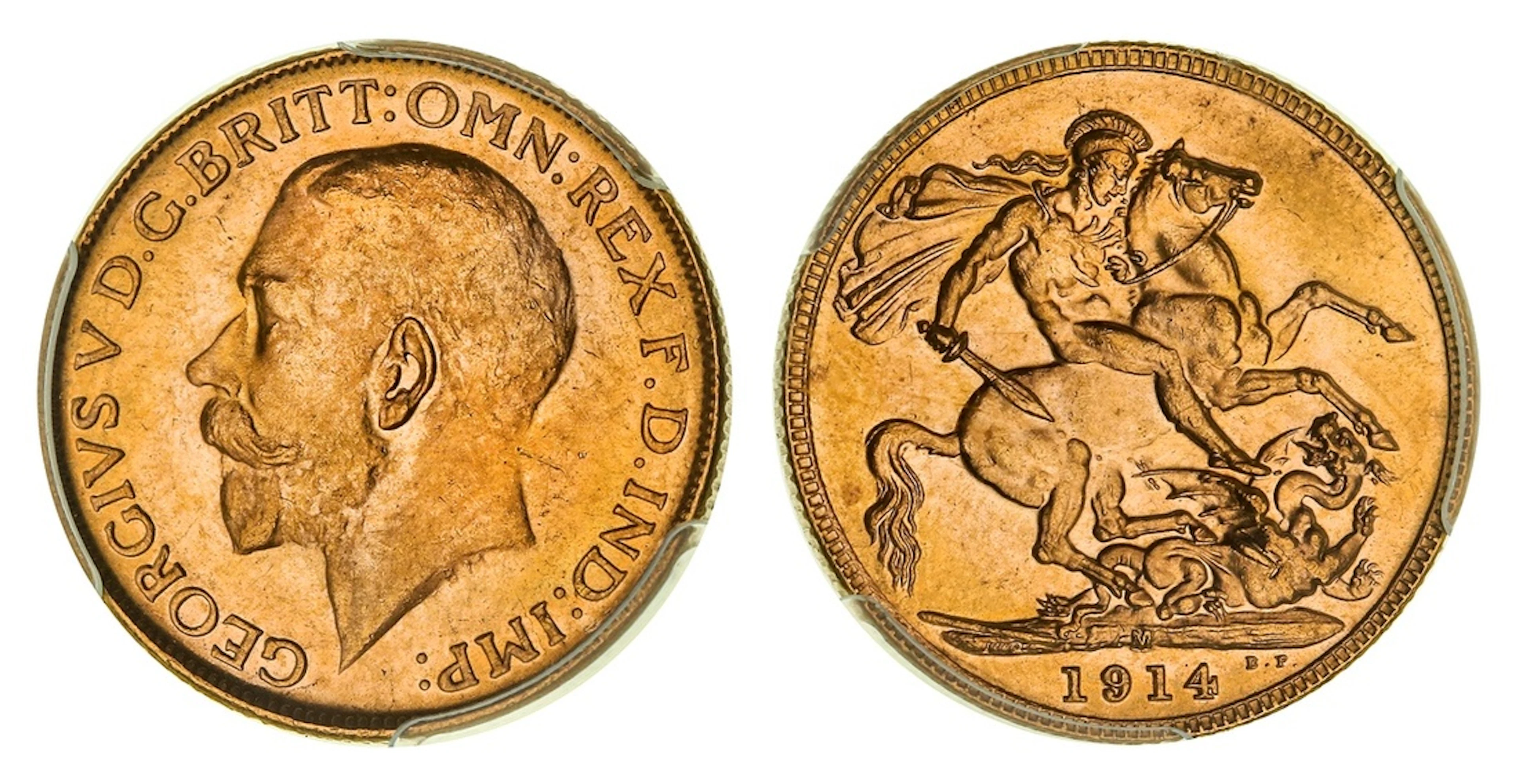 PCGS MS64 | Australia, George V (1910-1936), Sovereign, 1914-M, Melbourne