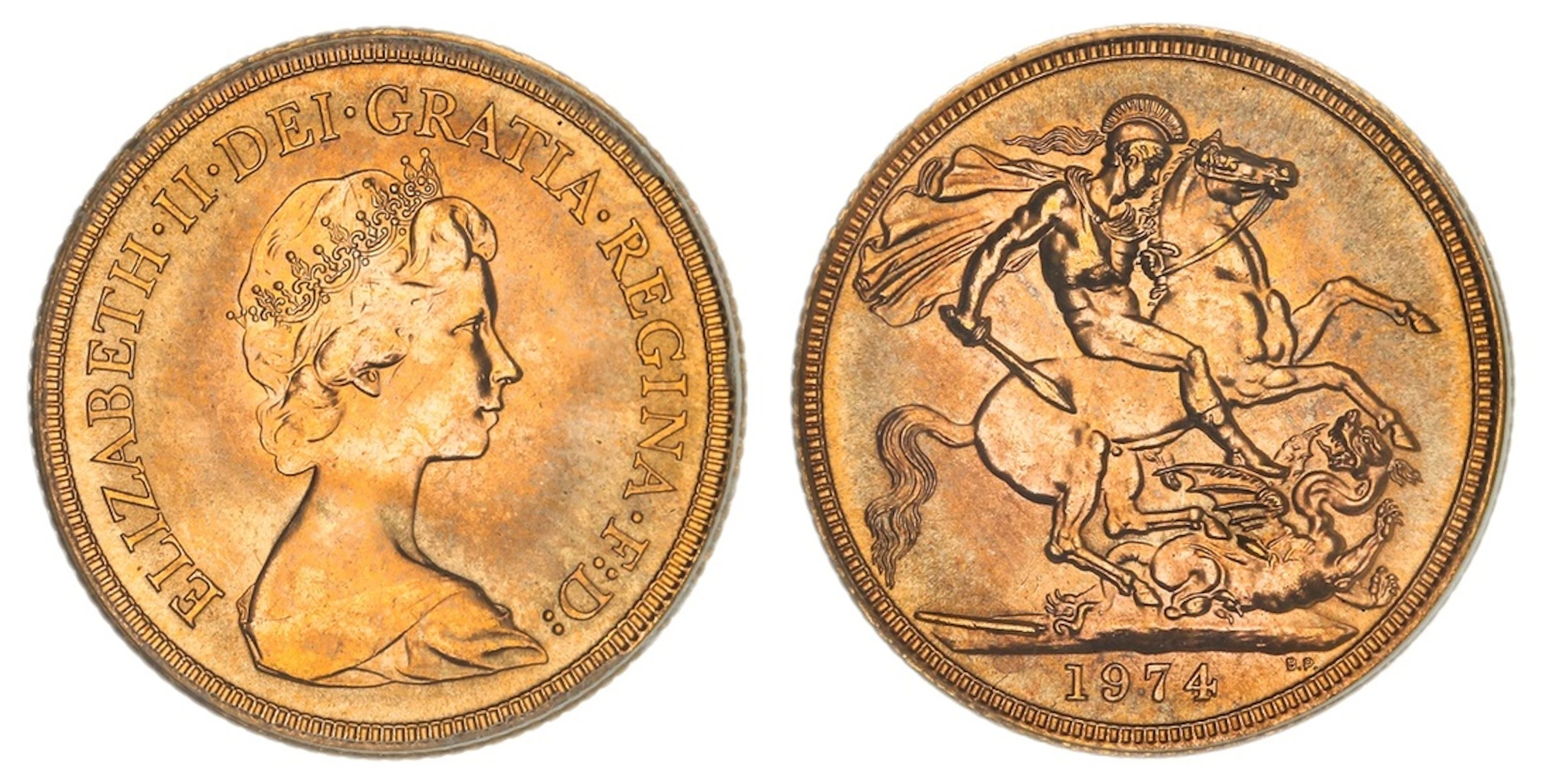PCGS MS65 | Elizabeth II (1952-2022), Sovereign, 1974, by Arnold Machin